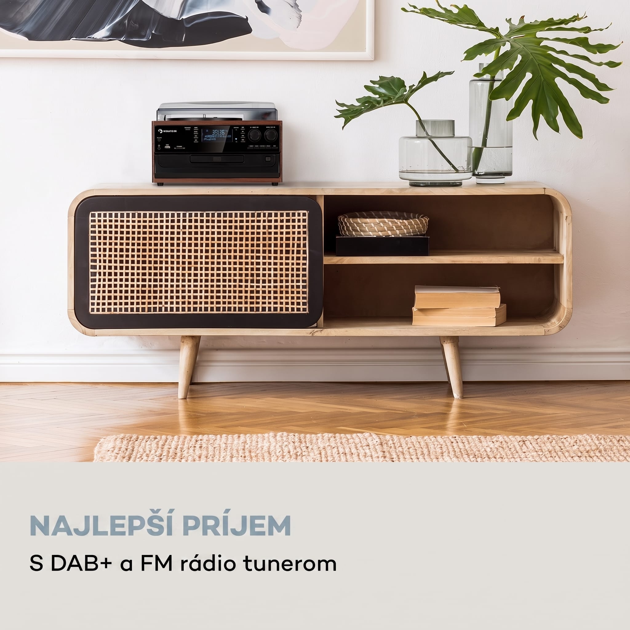 Auna Oakland DAB, retro stereo systém, DAB+/FM, BT funkcia, vinyl, CD, kazetový prehárvač – Obrázok 2