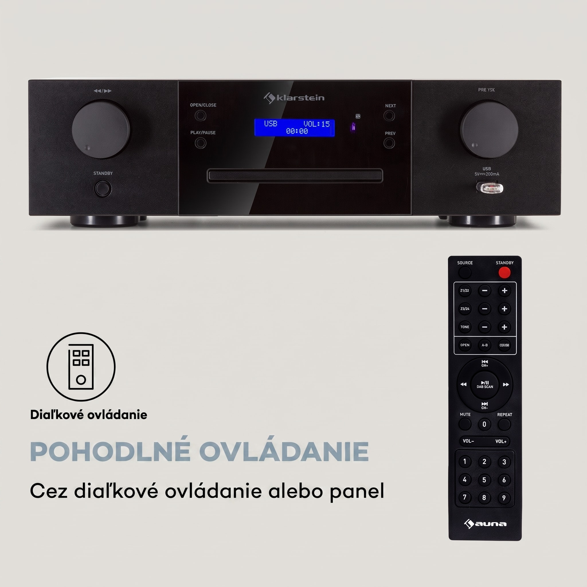Auna CD-1000 DG, CD Prehrávač, USB, MP3, diaľkové ovládanie, LED displej, hliník – Obrázok 3