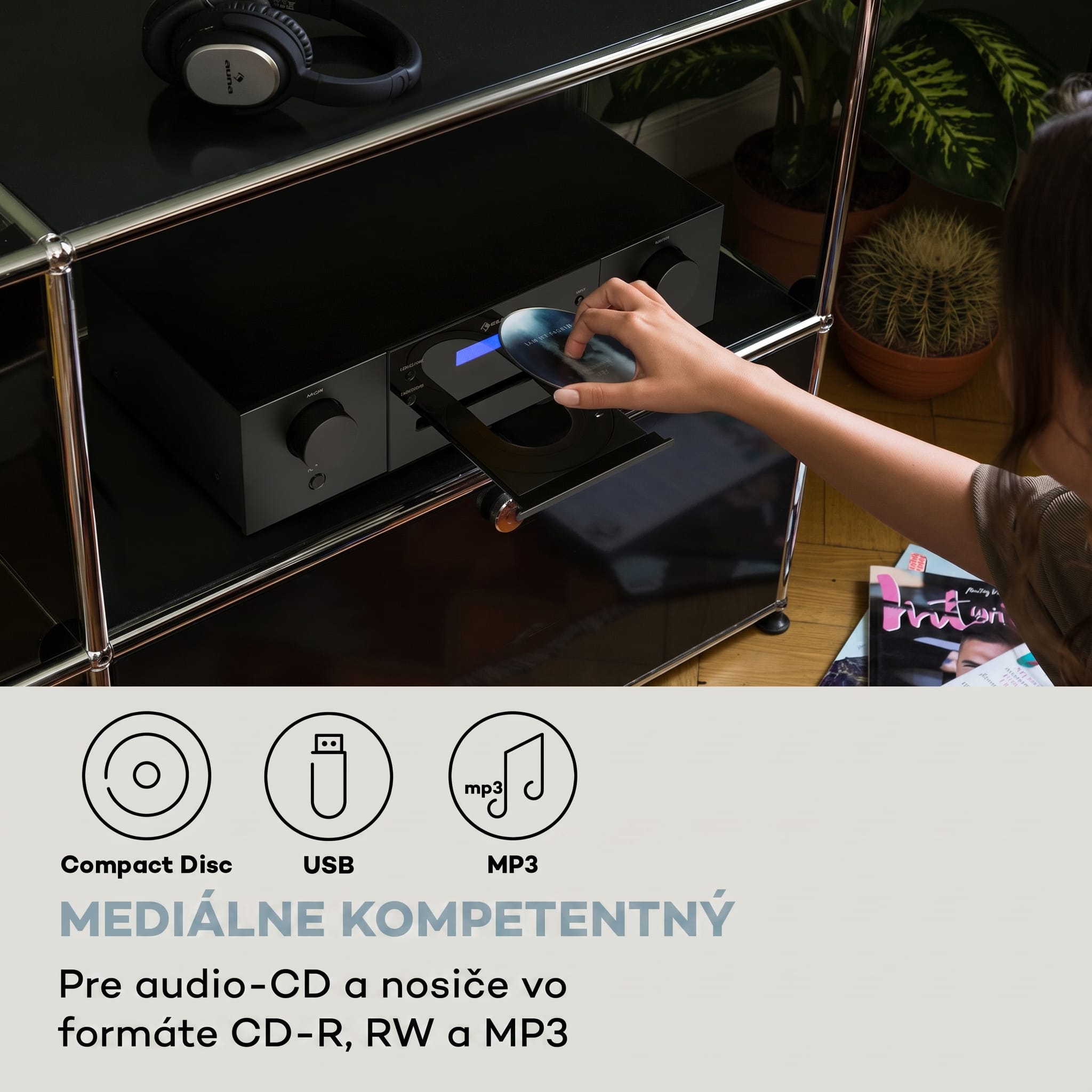 Auna CD-1000 DG, CD Prehrávač, USB, MP3, diaľkové ovládanie, LED displej, hliník – Obrázok 5