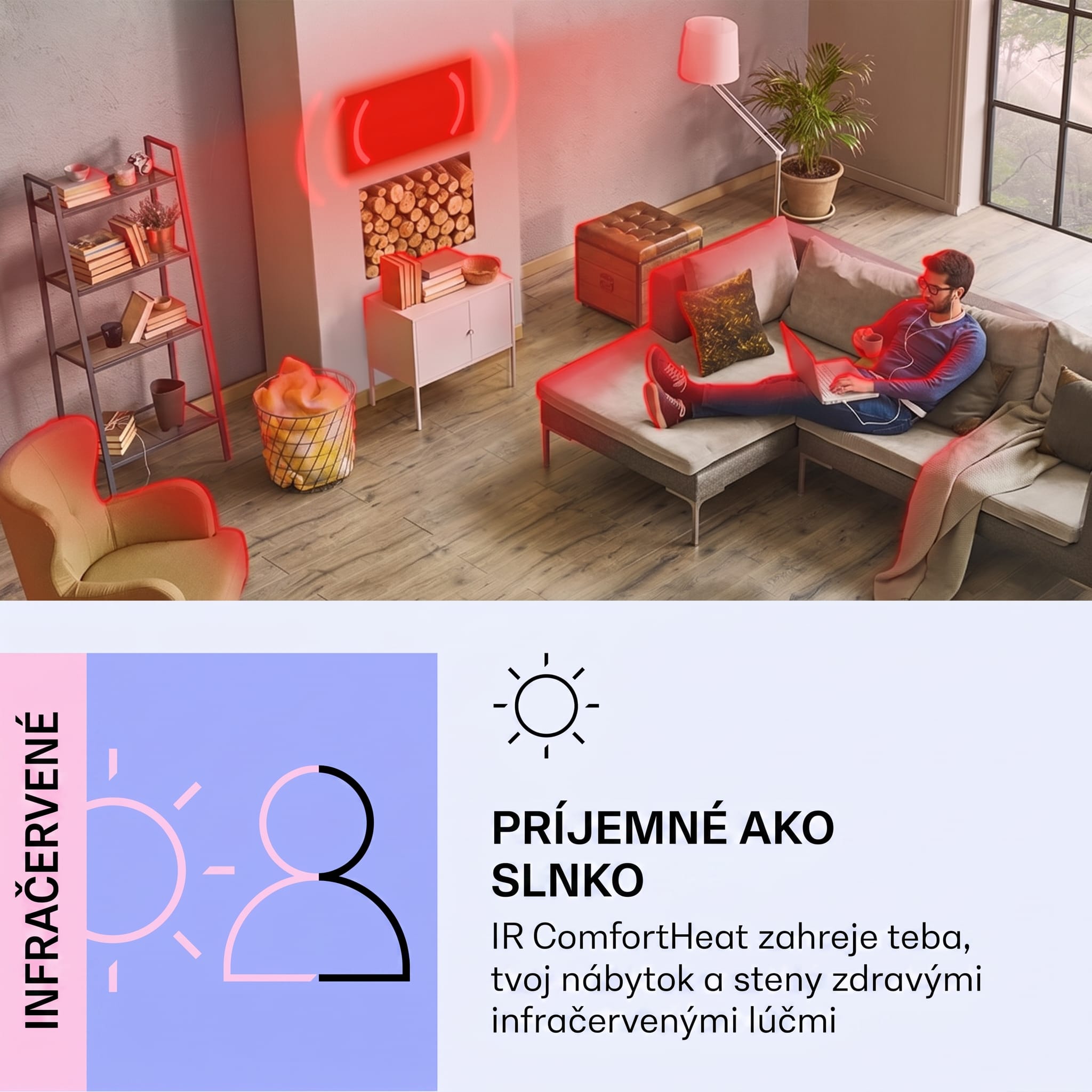 Klarstein Wondersky, infračervený stropný ohrievač, 60 x 6,5 x 60 cm (ŠxVxH), 350 W, IP44 – Obrázok 4