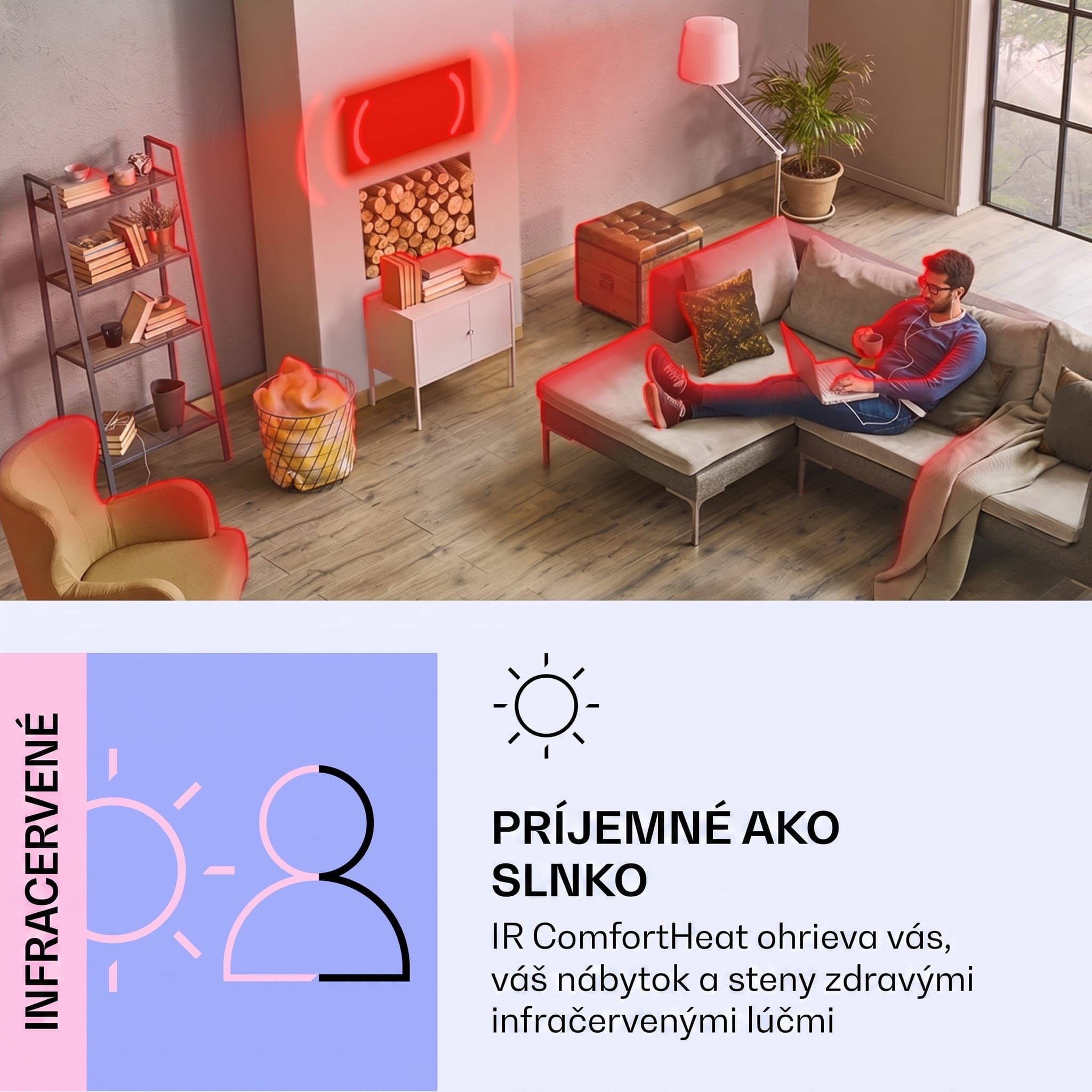 Klarstein Wondersky, infračervený stropný ohrievač, súprava 2 ohrievačov, 60 x 6,5 x 60 cm (Š x V x H), 350 W, IP44 – Obrázok 4