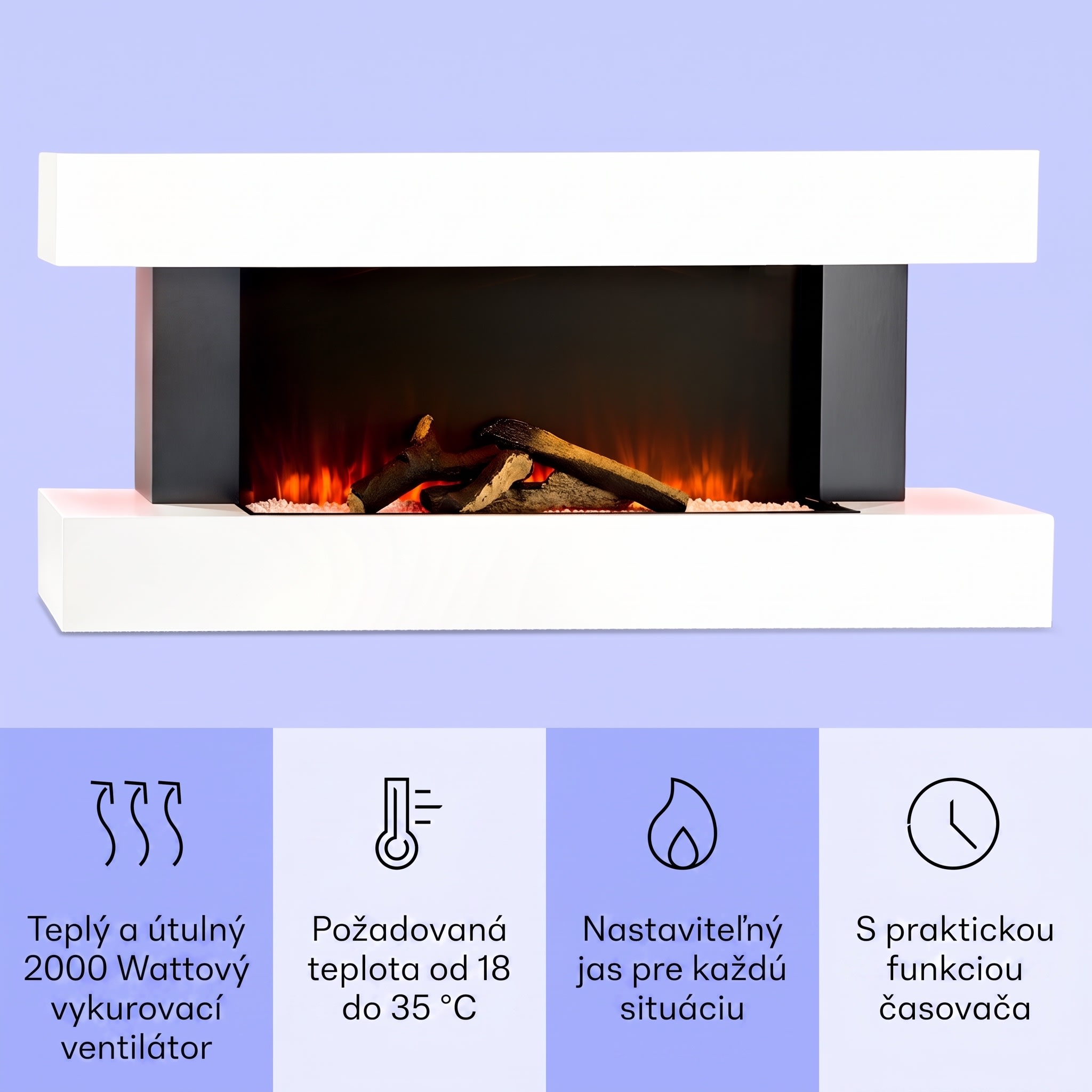 Klarstein Studio Light & Fire 1 Smart, krb, 1000/2000 W, MDF, WiFi Control – Obrázok 3