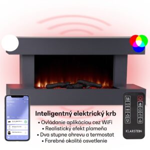 Klarstein Studio Light & Fire 1 Smart, krb, 1000/2000 W, MDF, WiFi Control