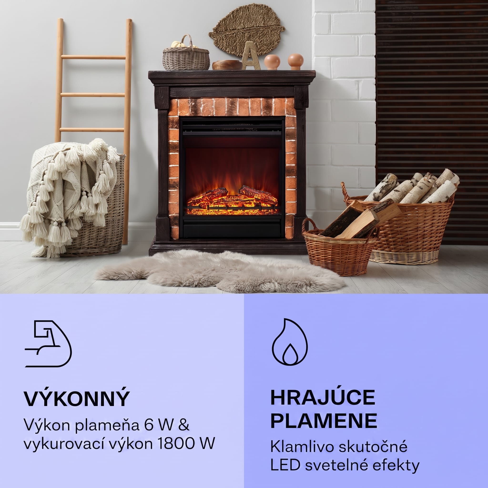 Klarstein Beerenberg, elektrický krb, 1800 W, funkcia vykurovania 10 až 30 °C, diaľkové ovládanie – Obrázok 4