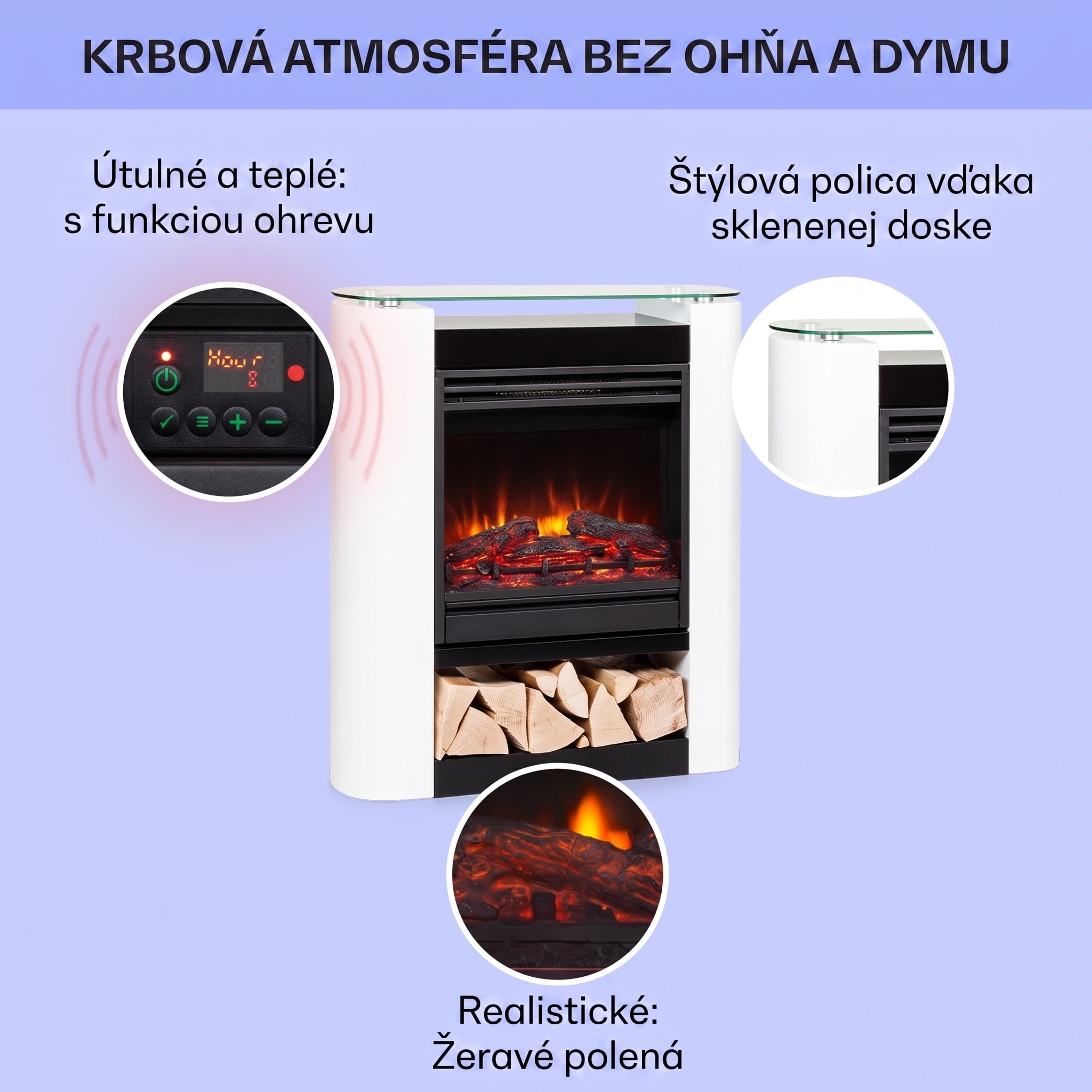 Klarstein Studio 5 Arc, elektrický krb, 1800 W, LED plamene, ventilátor, diaľkové ovládanie – Obrázok 2