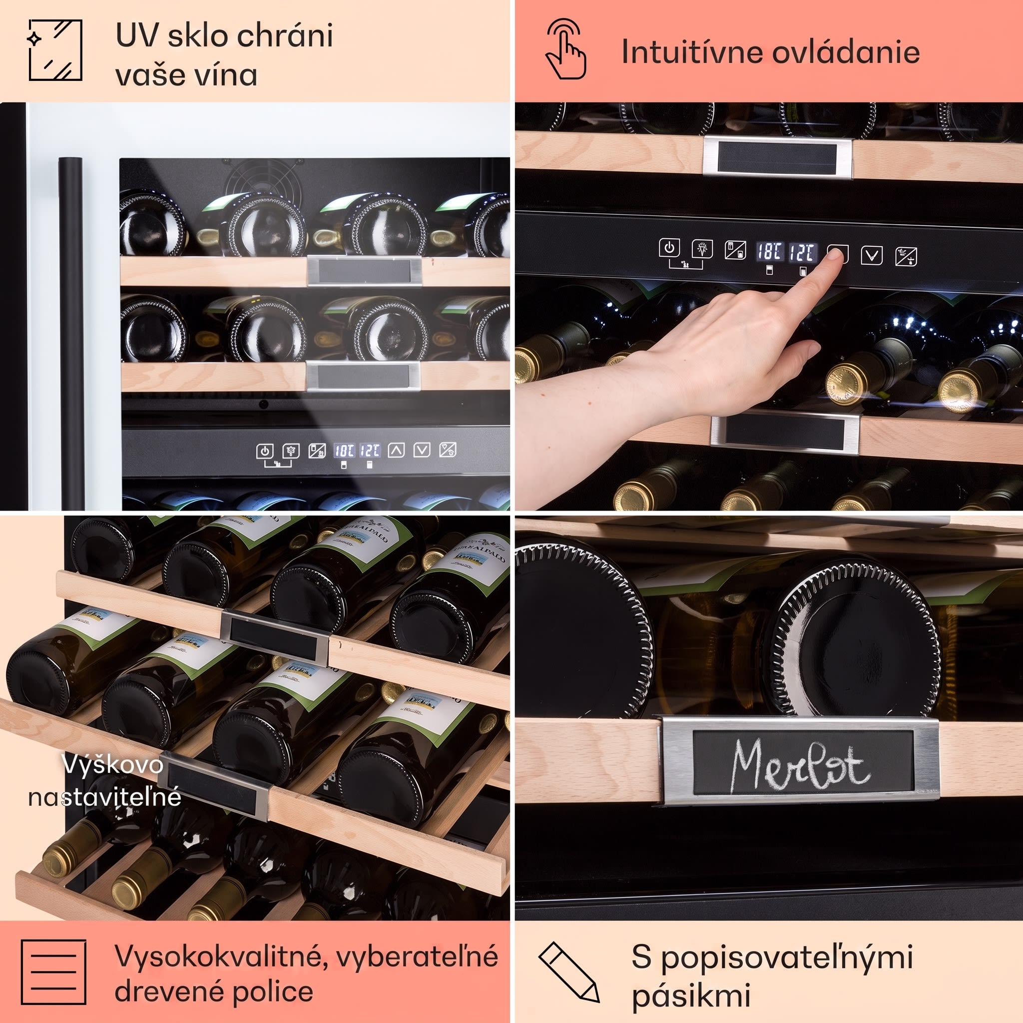 Klarstein Vinsider 36 Quartz Edition, vinotéka, 85 l, 5-22°C, 2 zóny – Obrázok 5