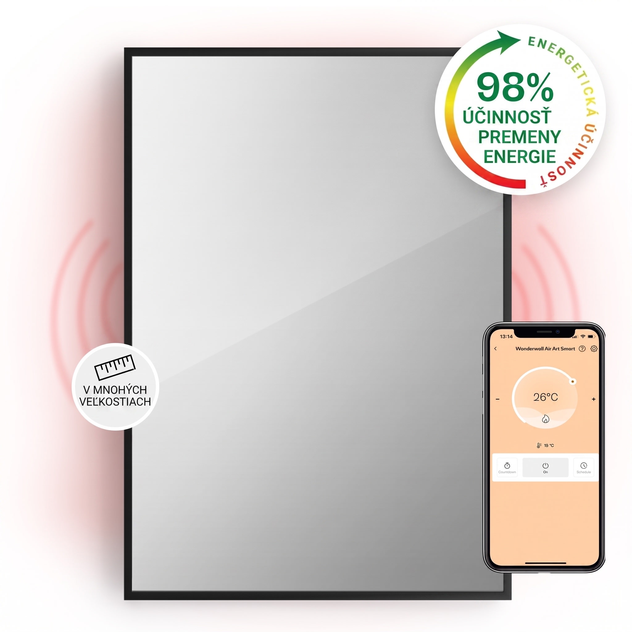 Klarstein La Palma 750 smart, infračervený ohrievač 2 v 1, 85 x 60 cm, 750W, zrkadlová predná časť