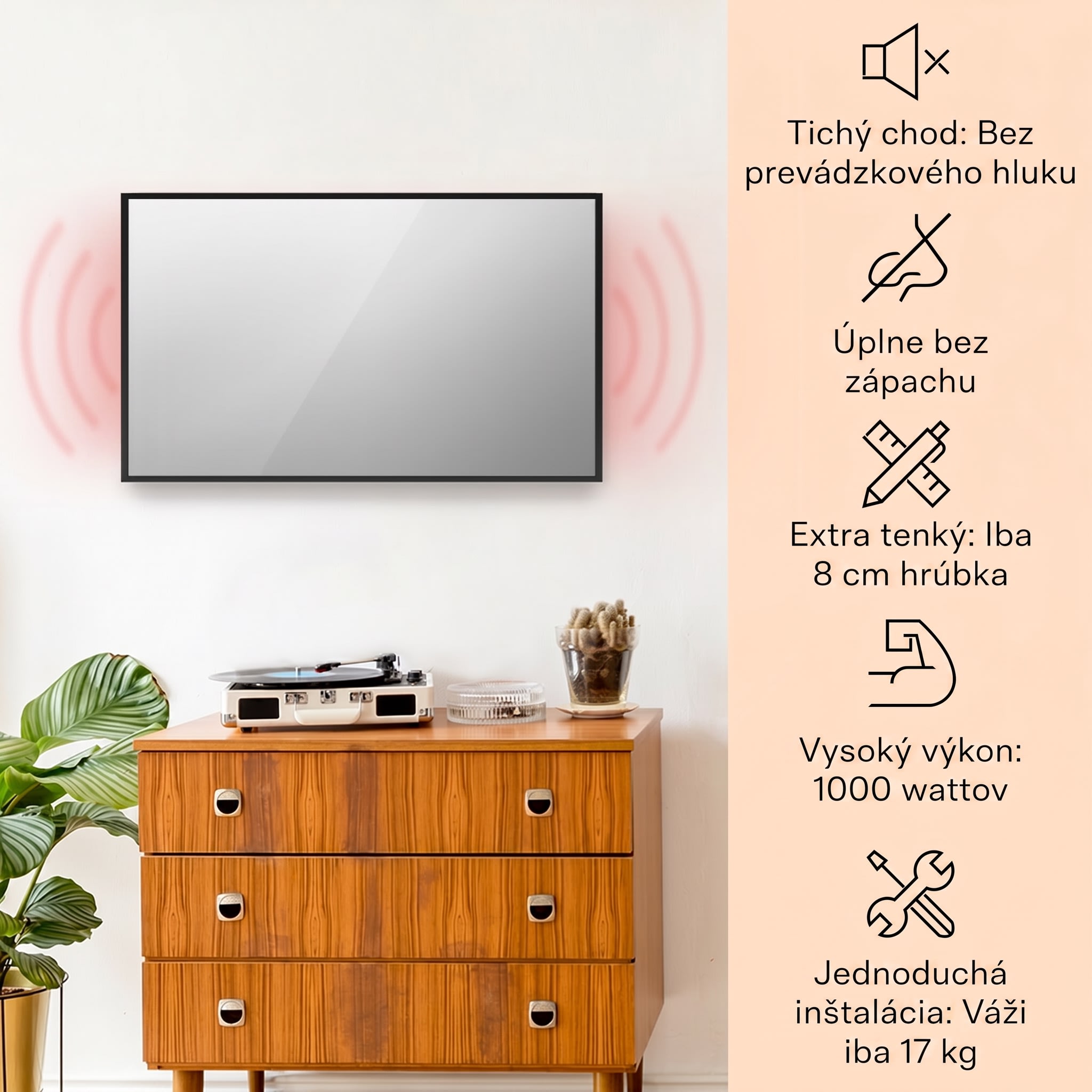 Klarstein La Palma 1000 smart, infračervený ohrievač 2 v 1, 120 x 60 cm, 1000 W, zrkadlová predná časť – Obrázok 2
