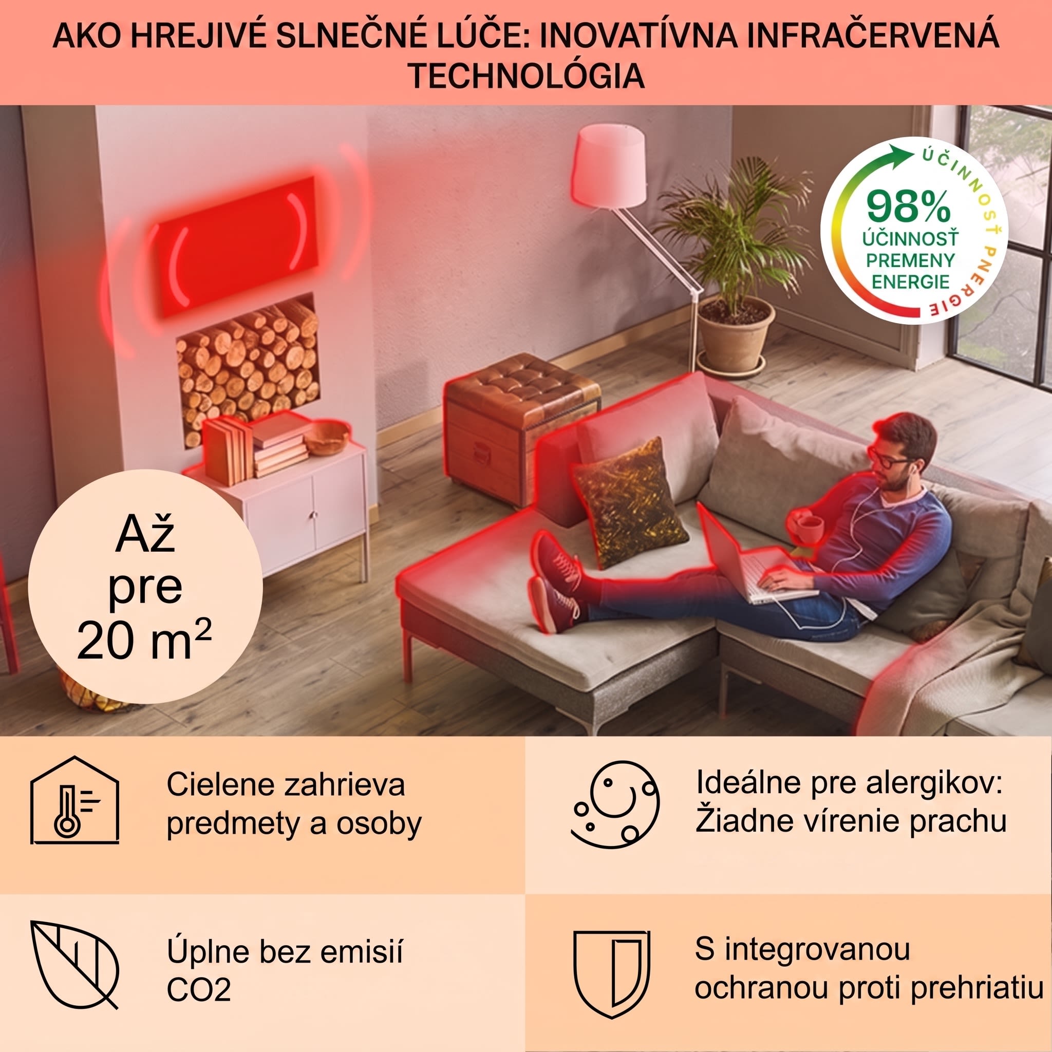 Klarstein La Palma 1000 smart, infračervený ohrievač 2 v 1, 120 x 60 cm, 1000 W, zrkadlová predná časť – Obrázok 4