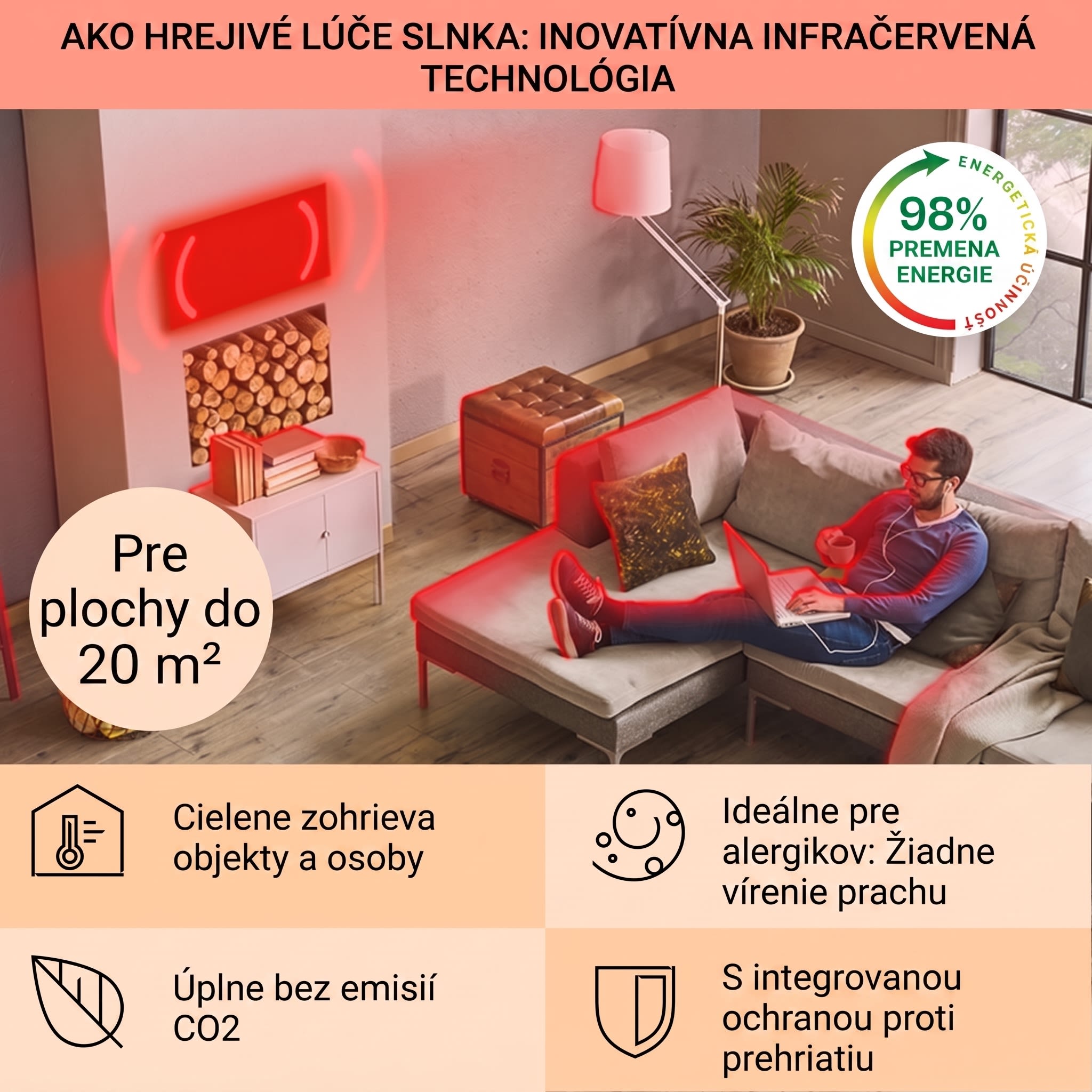 Klarstein La Palma 1000 smart, infračervený ohrievač 2 v 1, 120 x 60 cm, 1000 W, zrkadlová predná časť – Obrázok 4