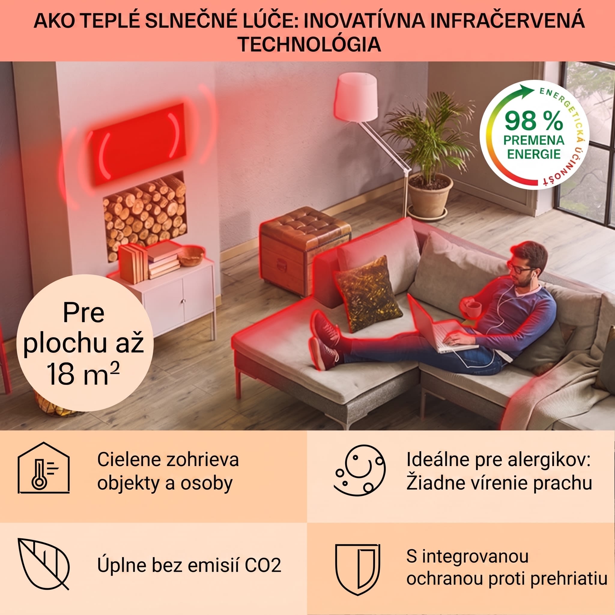 Klarstein La Palma 900 smart, infračervený ohrievač, 40 x 160 cm, 900 W, zrkadlový stojan – Obrázok 4