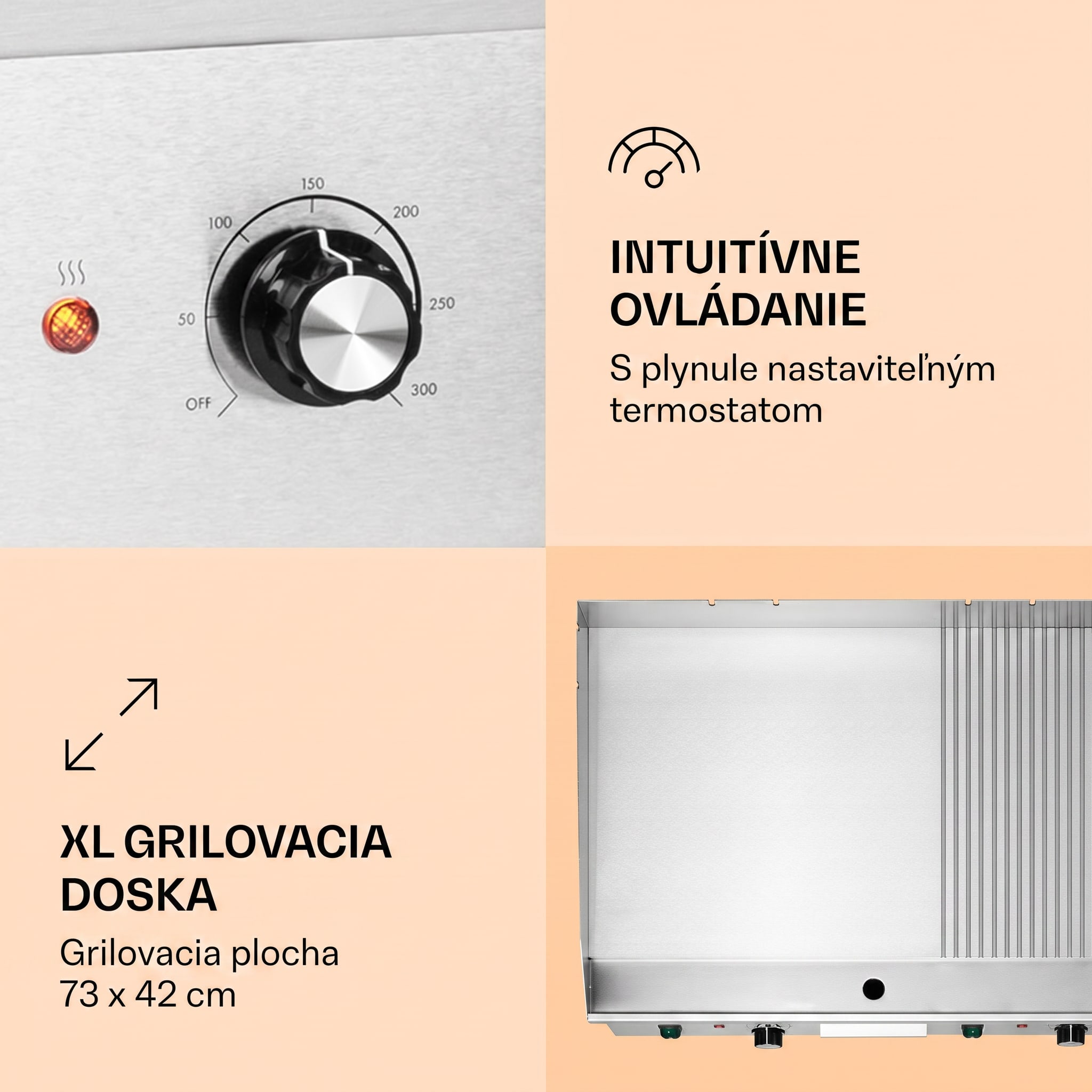 Klarstein Grillmeile 4400, elektrický gril, 2 x 2200 W, grilovacia platňa z nehrdzavejúcej ocele – Obrázok 3