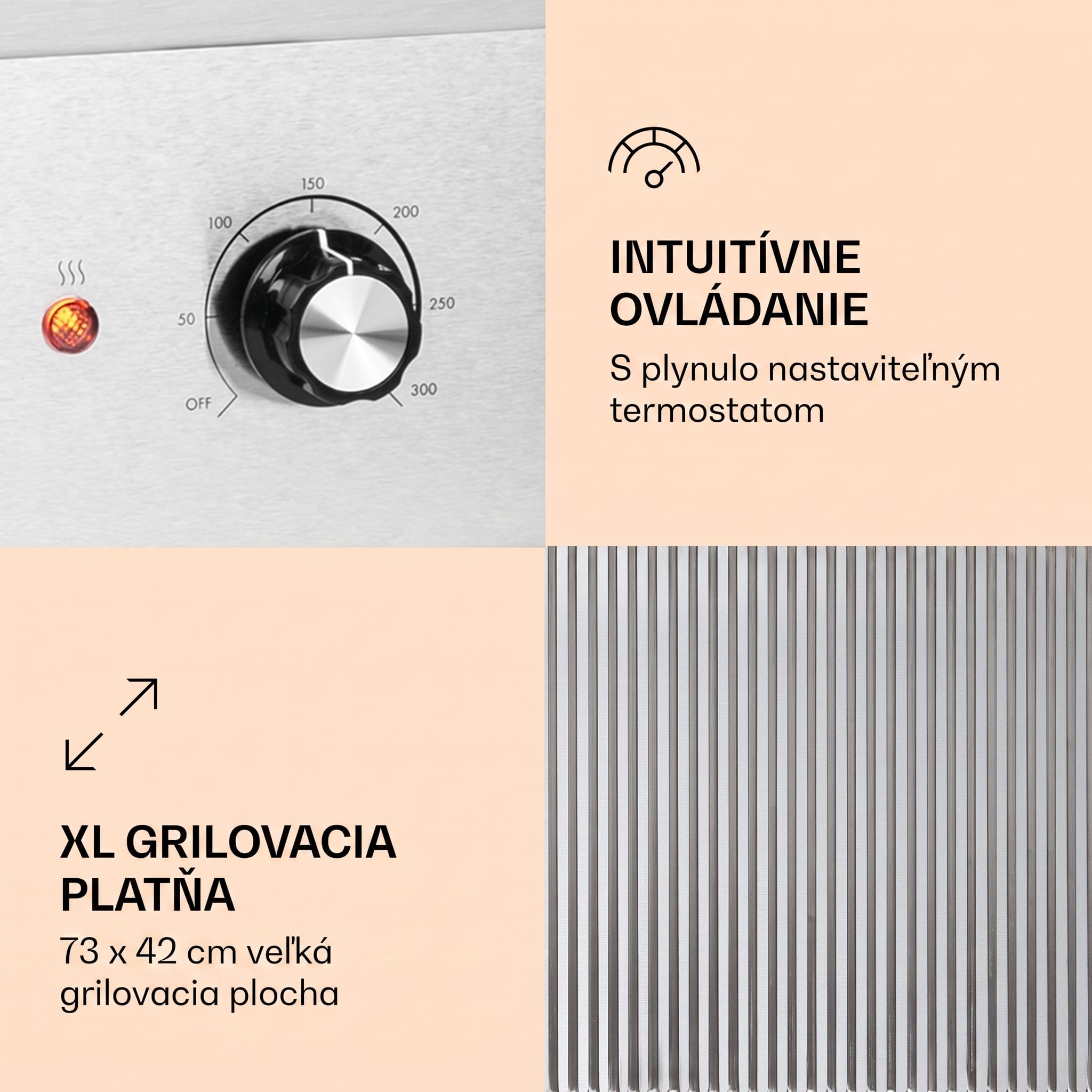 Klarstein Grillmeile 4400, elektrický gril, 2 x 2200 W, grilovacia platňa z nehrdzavejúcej ocele – Obrázok 3