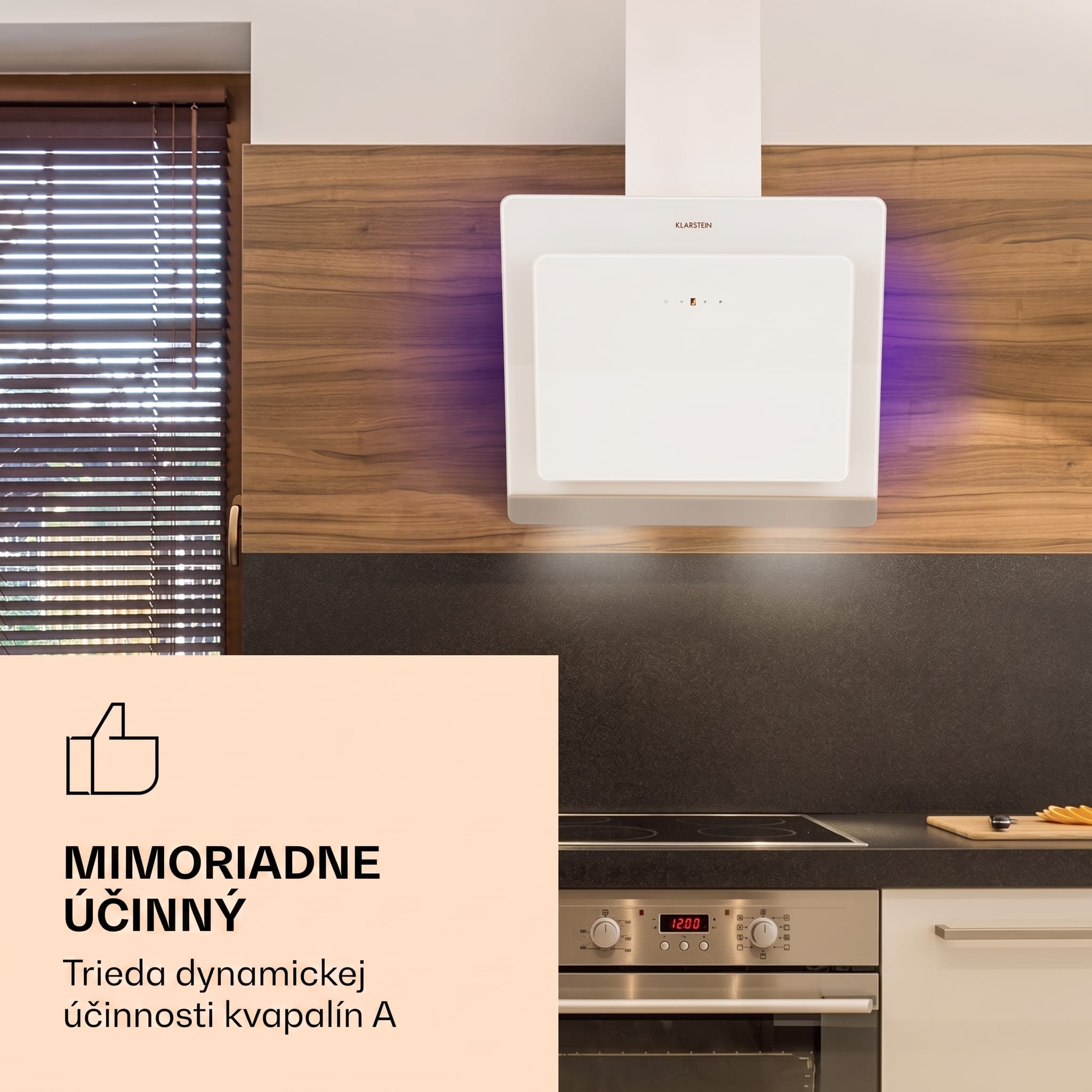 Klarstein Aurora Eco 90, digestor, 90 cm, nástenný, 585 m³/h, A+, dotykové ovládanie, biely – Obrázok 2