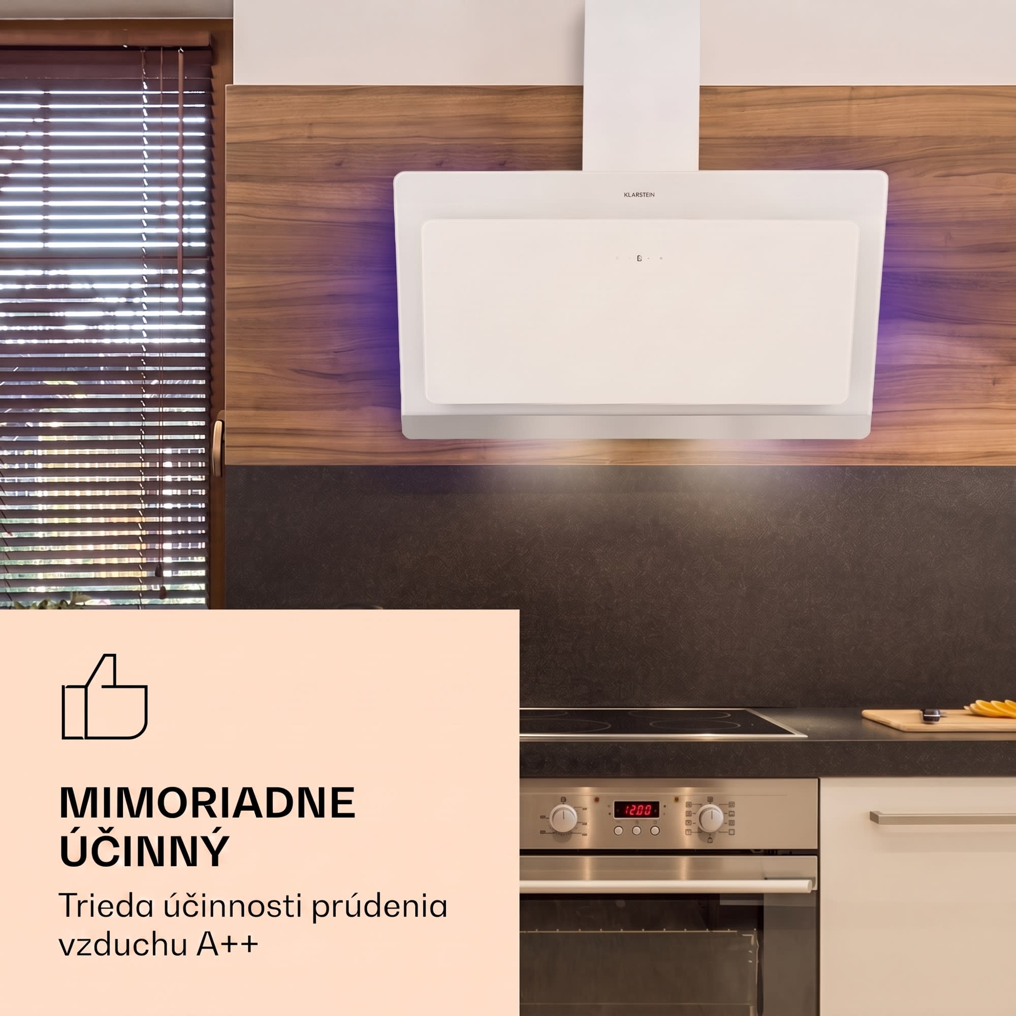 Klarstein Aurora Eco 60, digestor, 60 cm, nástenný, 584 m³/h, A+, dotykové ovládanie, biely – Obrázok 2