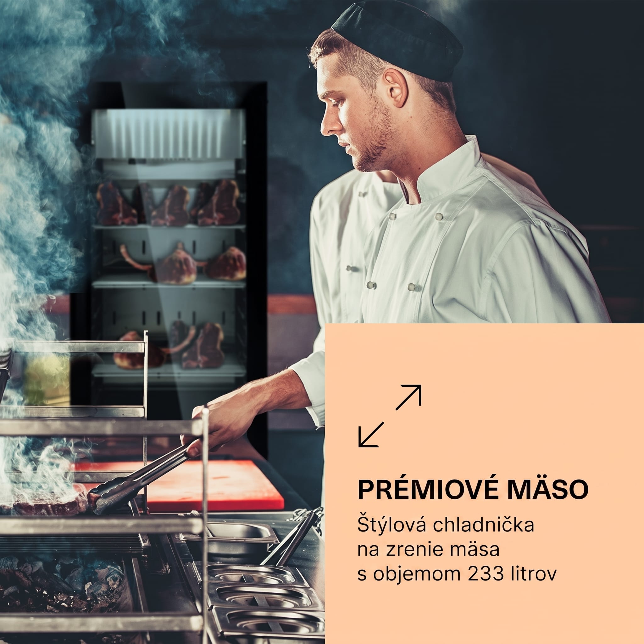 Klarstein Steakhouse Pro 233 Onyx, chladnička na zrenie mäsa, 1 zóna, 233 l, 1-25°C, dotykový displej, panoramatické okno – Obrázok 2