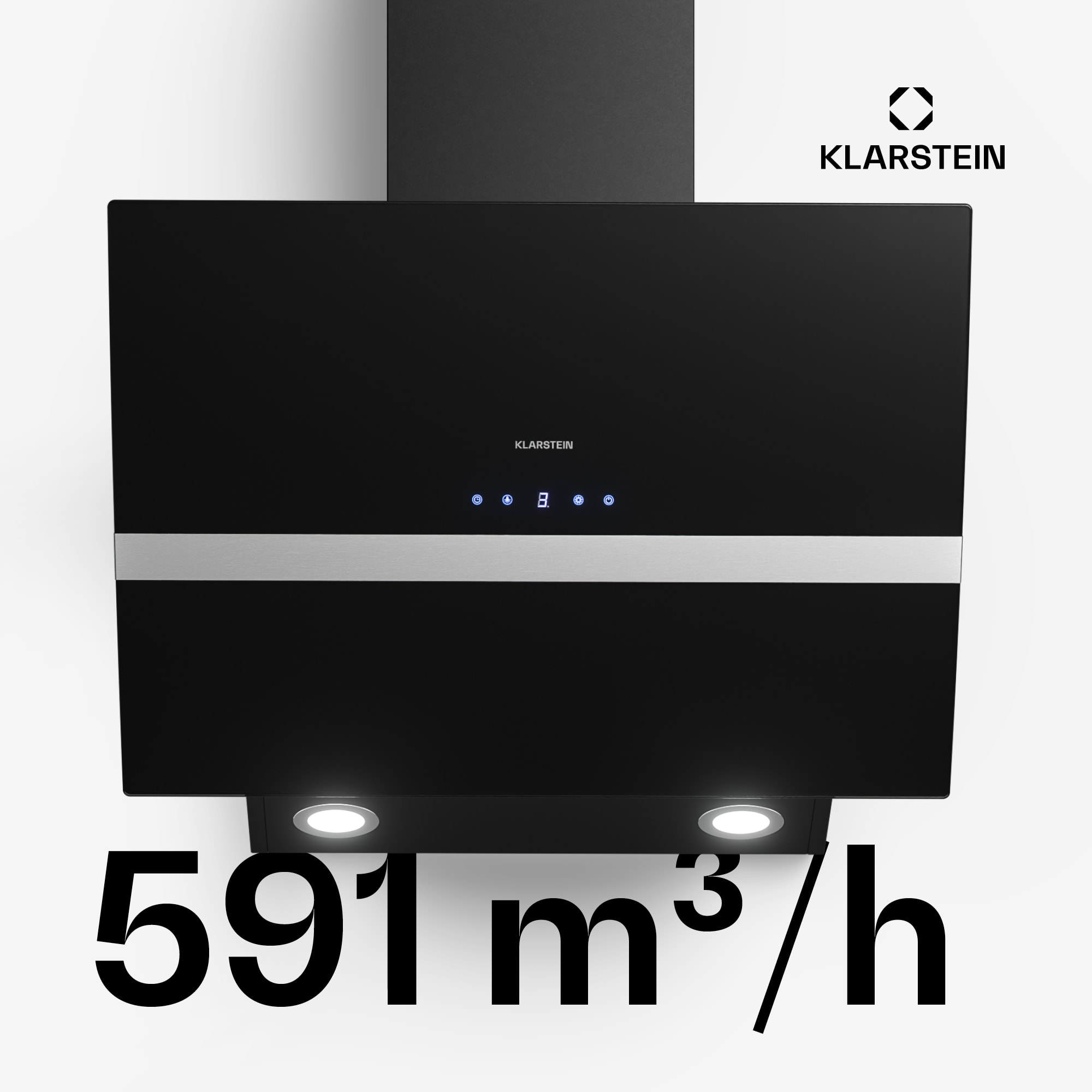 Klarstein Clara 60, digestor, 591 m³/h, dotykový displej, ambientné podsvietenie – Obrázok 4