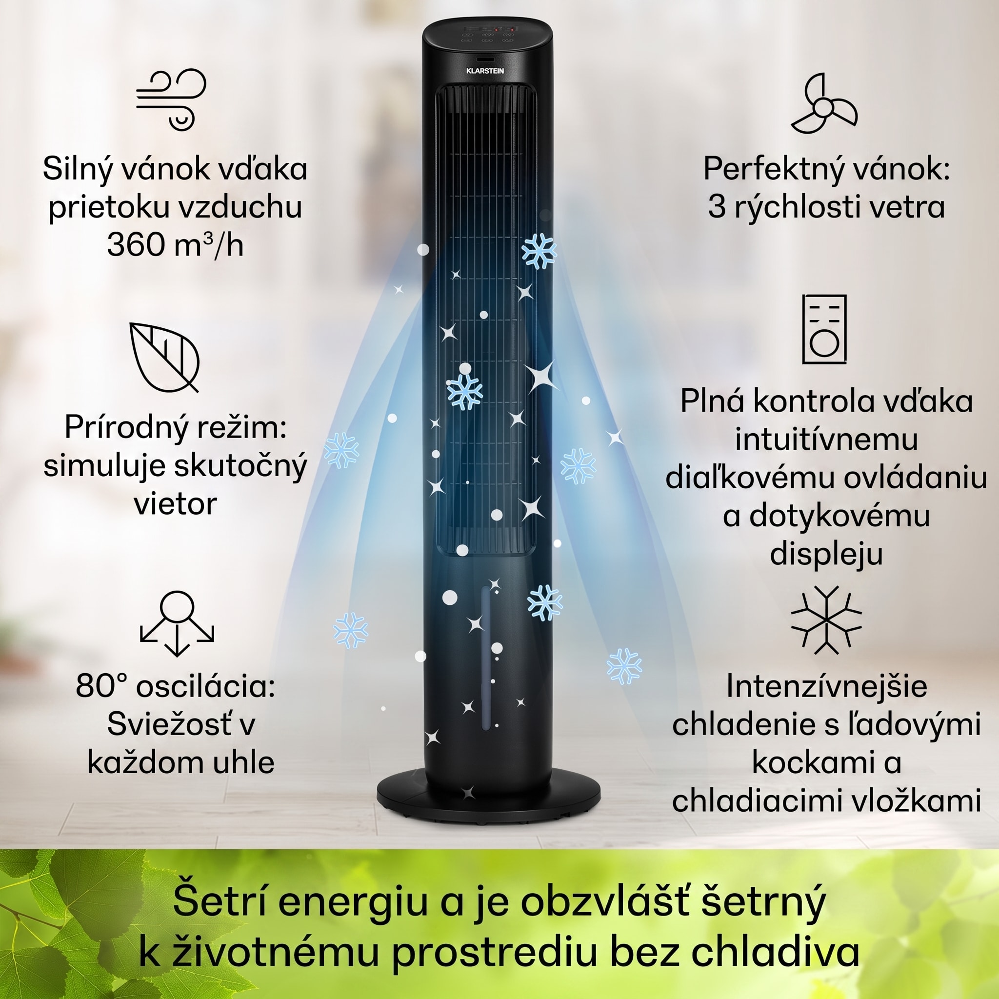 Klarstein Mistral, 5 v 1 ochladzovač vzduchu, ventilátor, zvlhčovač vzduchu, ionizátor, 360 m³/h, diaľkové ovládanie – Obrázok 3