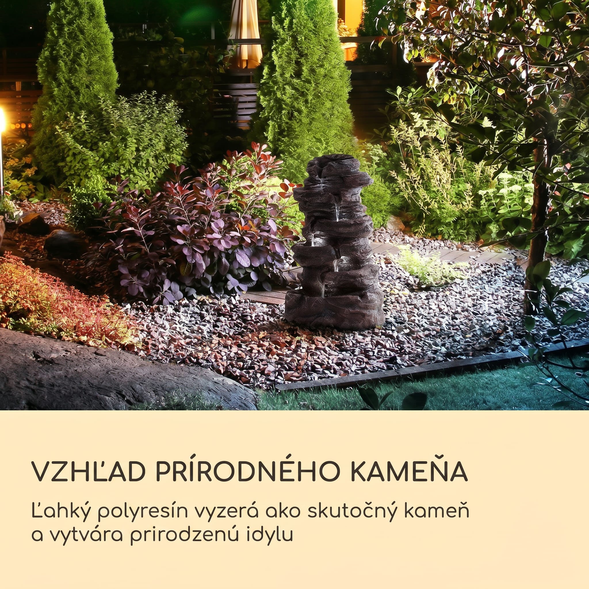 Blumfeldt Stonehenge XL, solárna fontána, LED osvetlenie, polyresin, lítium-iónová batéria – Obrázok 3