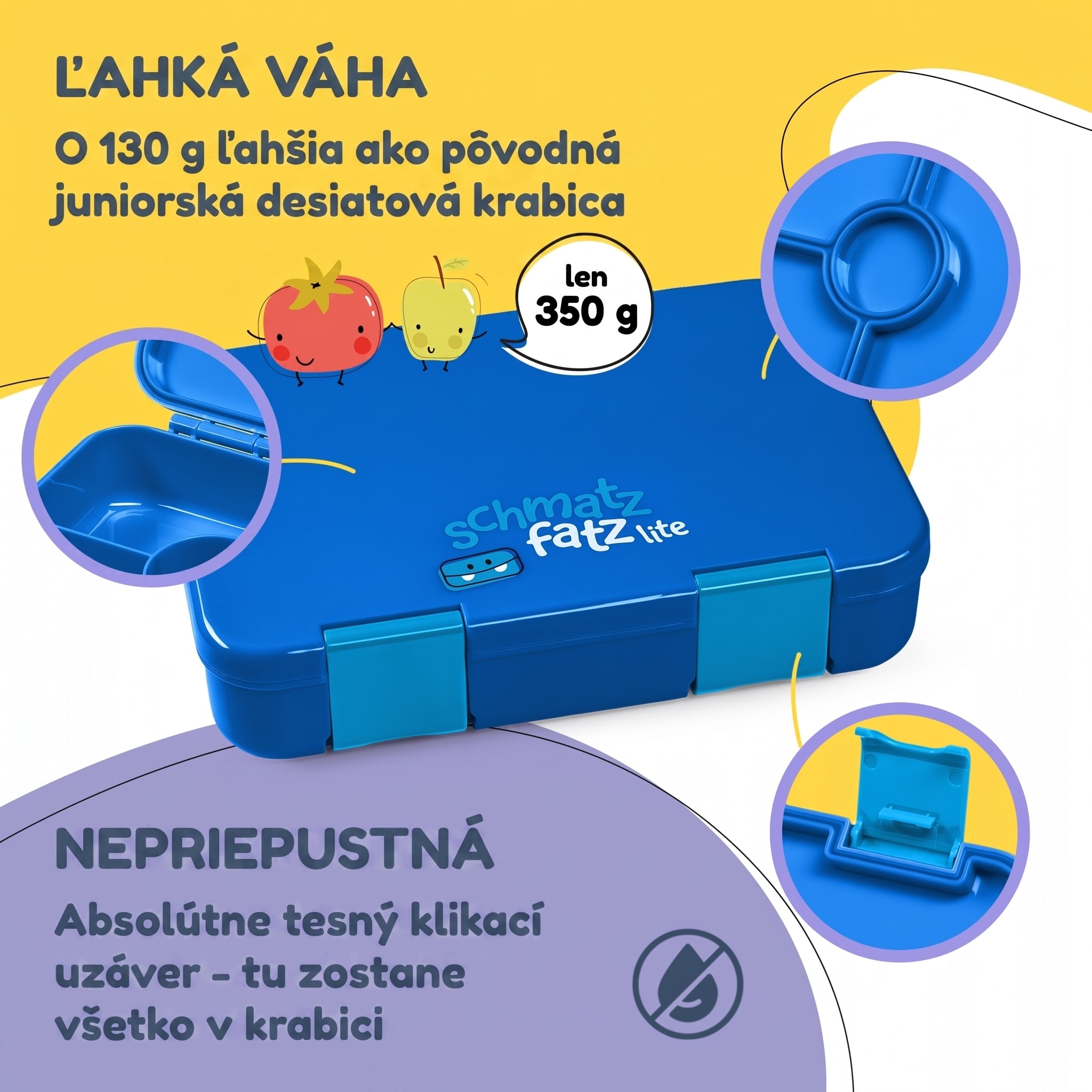 schmatzfatz by Klarstein Lite obedová krabička 6 priehradiek 20,8x4,5x15 cm BPA-free Tritan – Obrázok 3
