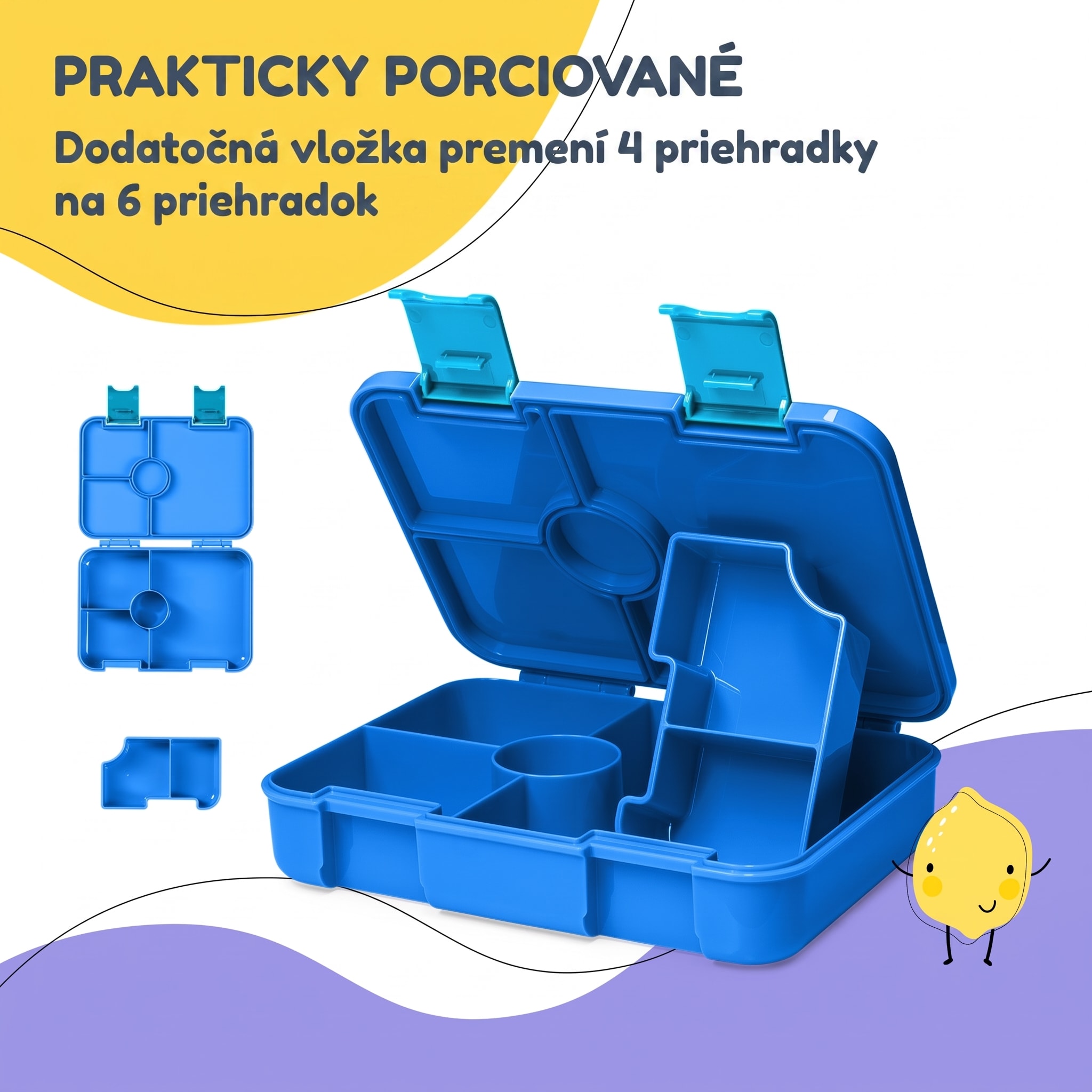 schmatzfatz by Klarstein Lite obedová krabička 6 priehradiek 20,8x4,5x15 cm BPA-free Tritan – Obrázok 4
