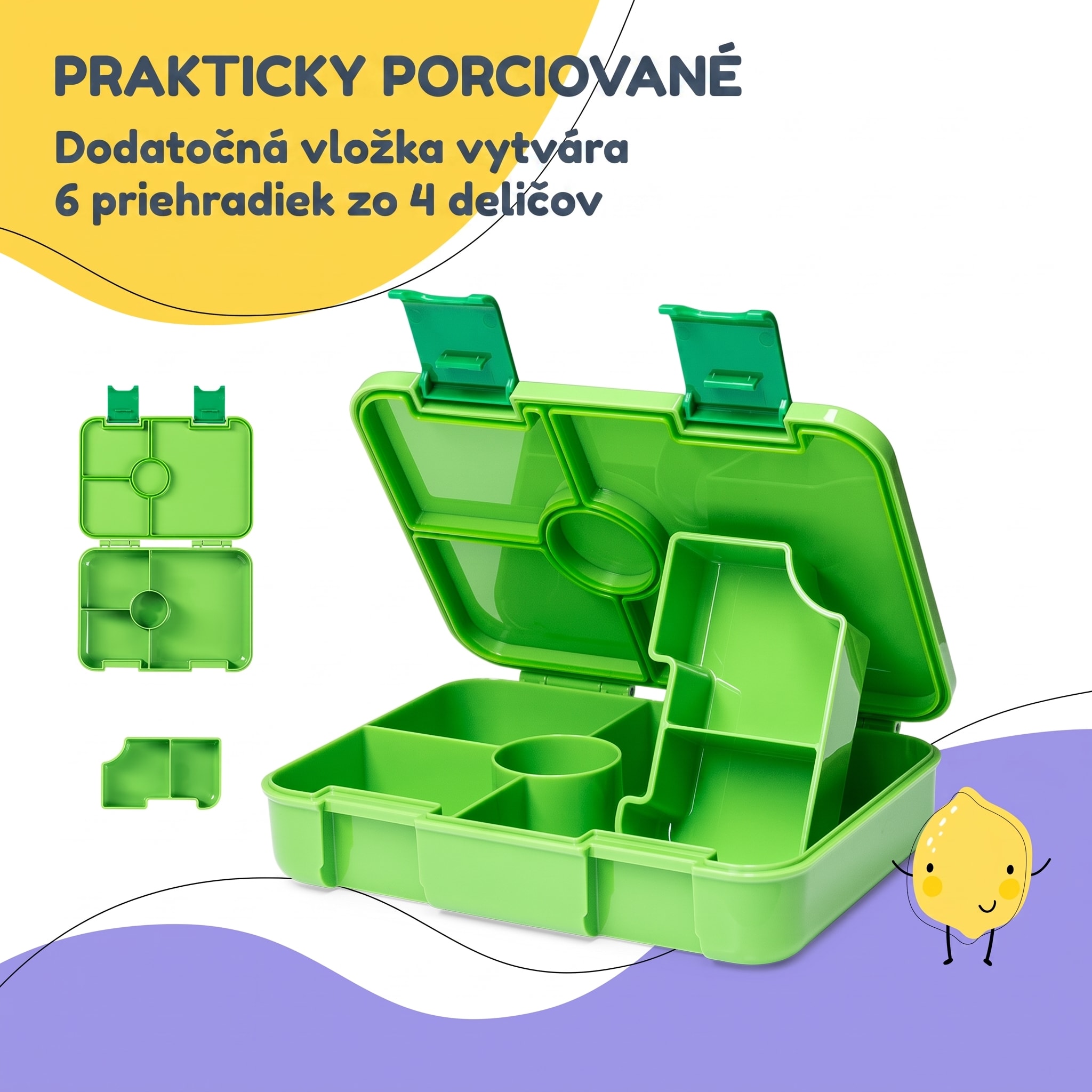 schmatzfatz by Klarstein Lite obedová krabička 6 priehradiek 20,8x4,5x15 cm BPA-free Tritan – Obrázok 4
