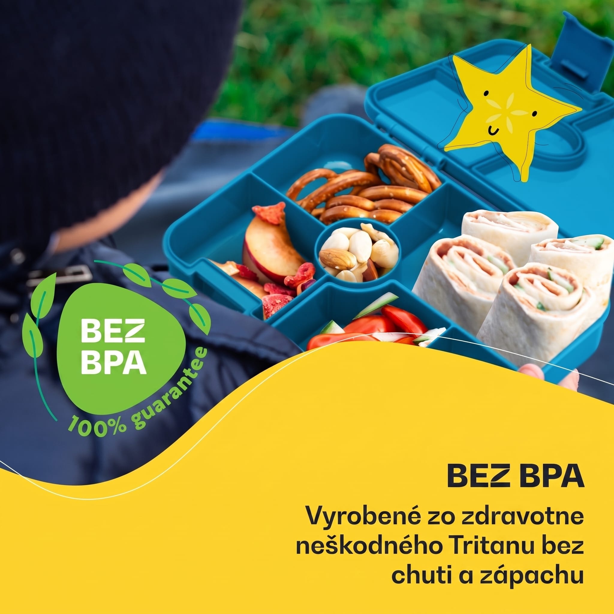 schmatzfatz by Klarstein Lite obedová krabička 6 priehradiek 20,8x4,5x15 cm BPA-free Tritan – Obrázok 2