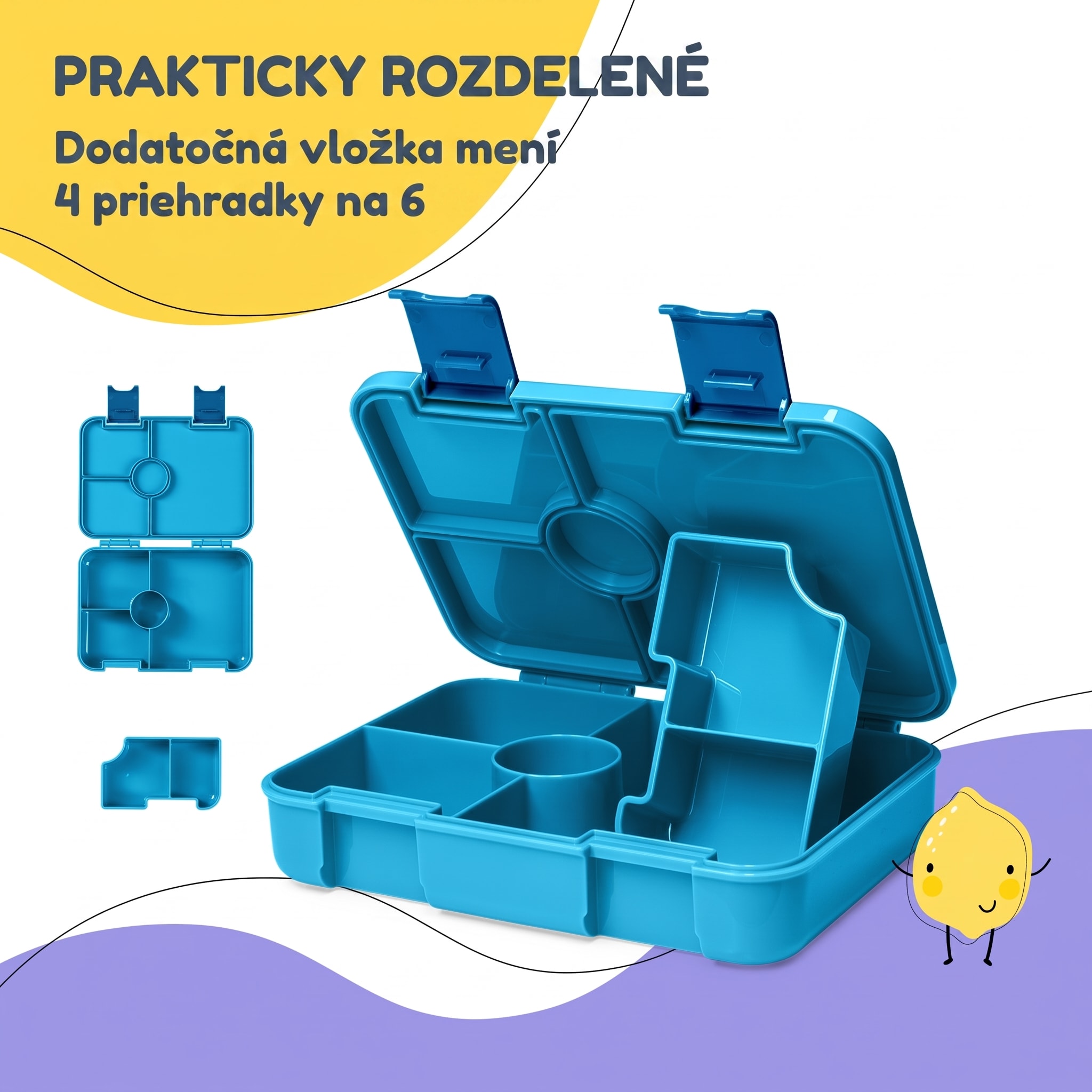 schmatzfatz by Klarstein Lite obedová krabička 6 priehradiek 20,8x4,5x15 cm BPA-free Tritan – Obrázok 4