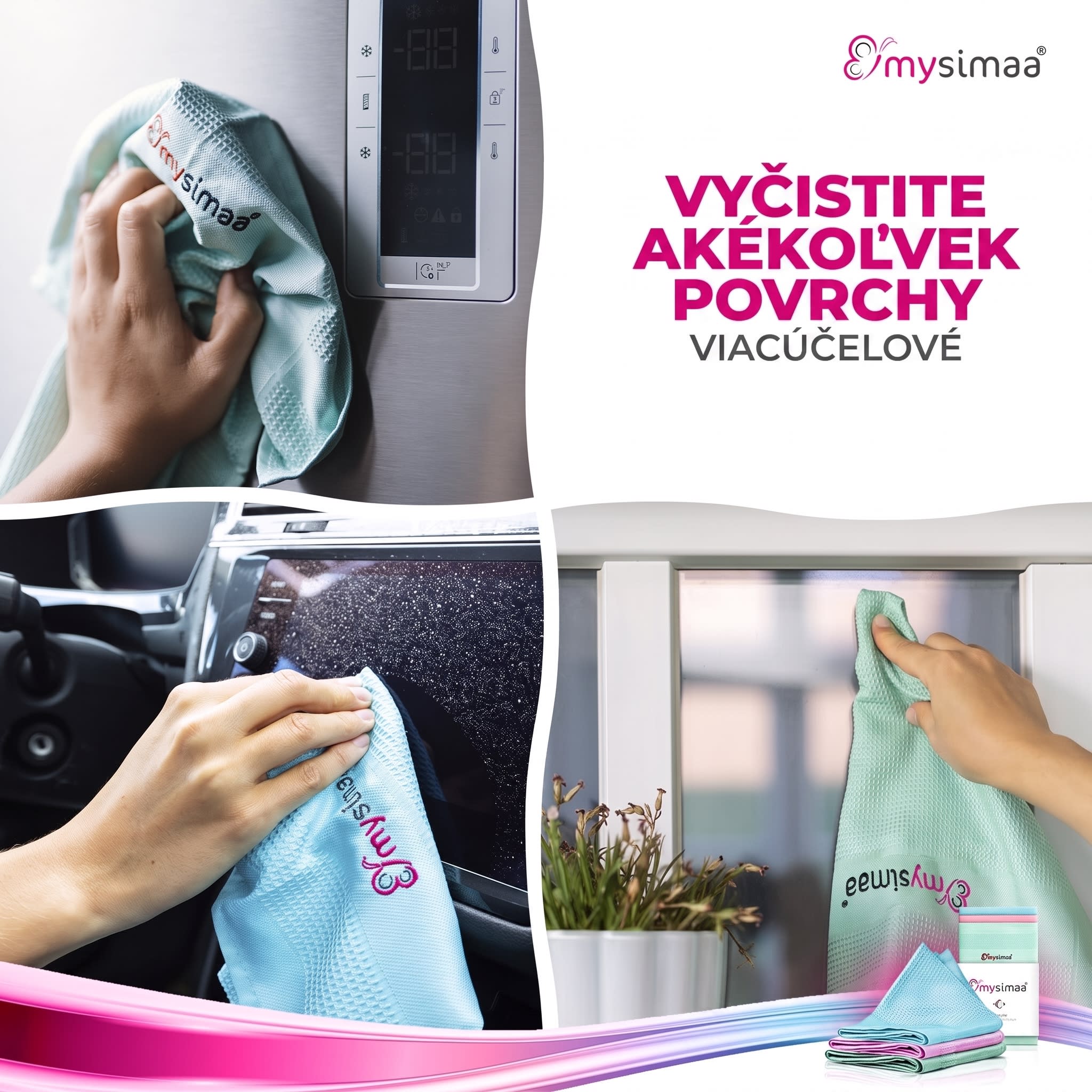 MySimaa Profesionálne čistiace utierky, čistiace utierky, mikrovlákno, 60 x 40 cm – Obrázok 2