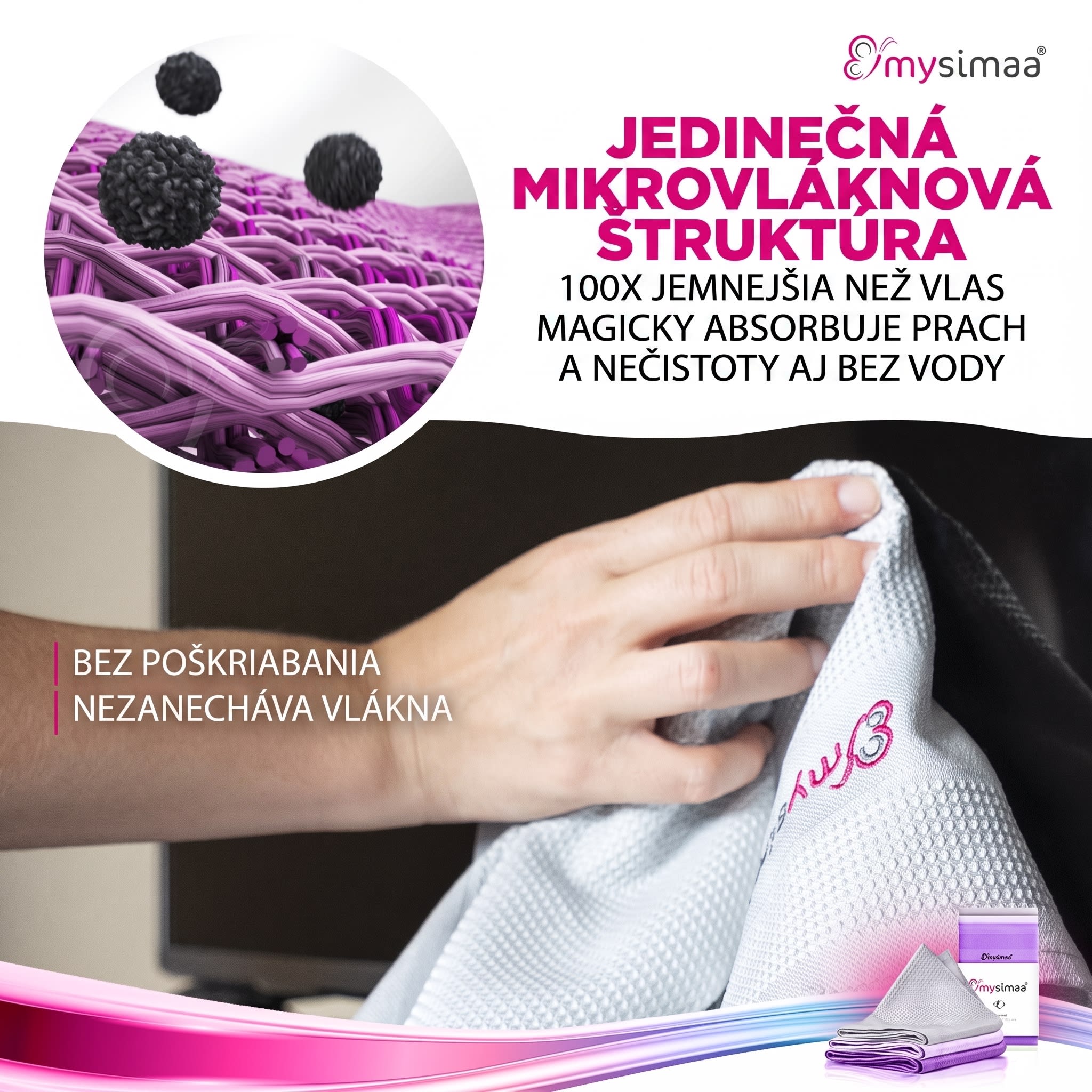 MySimaa Profesionálne čistiace utierky, čistiace utierky, mikrovlákno, 60 x 40 cm – Obrázok 4