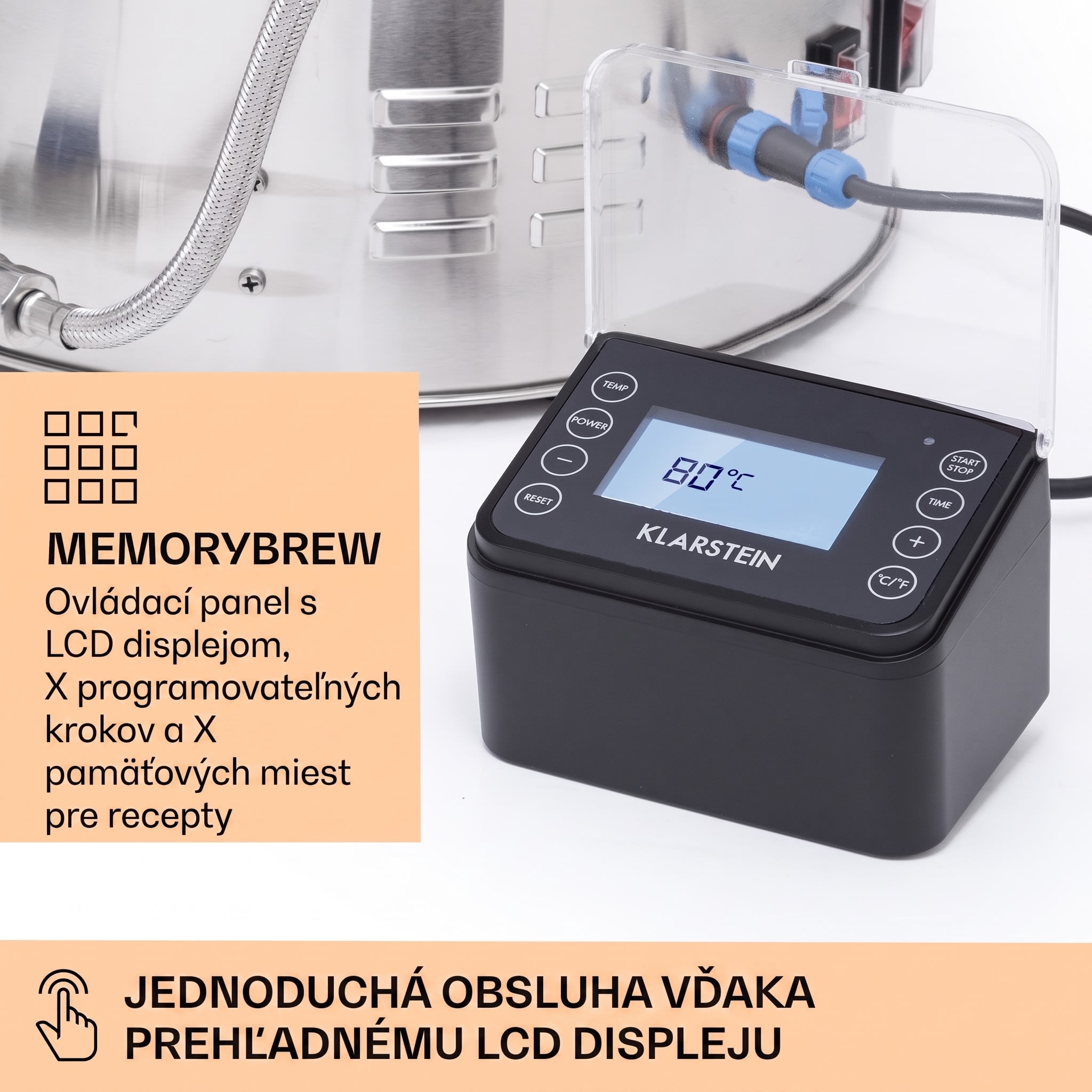 Klarstein Brauheld Smart 35, sladový kotol, 35 l, 2500 W, 100 °C, obehové čerpadlo, nehrdzavejúca oceľ – Obrázok 4