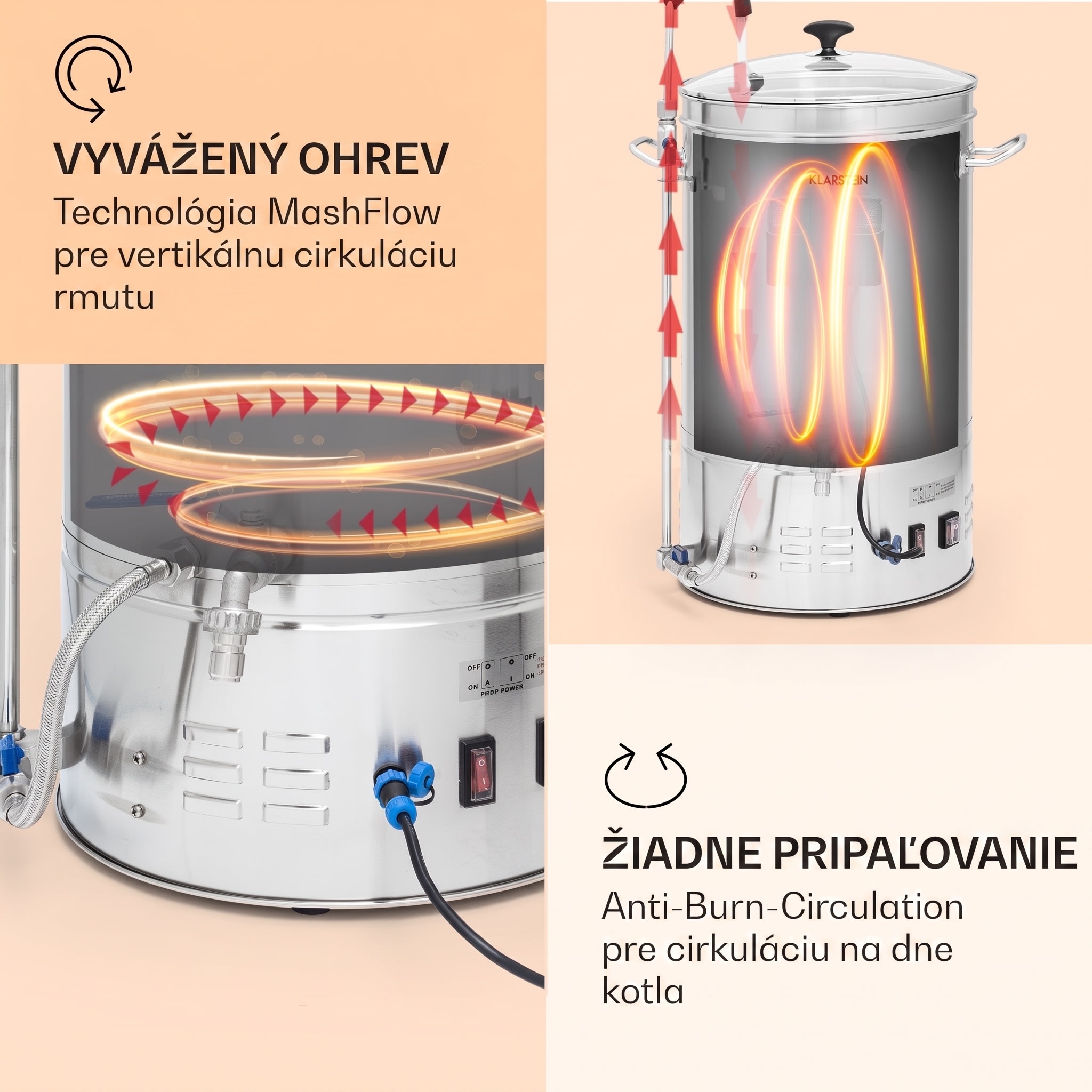 Klarstein Brauheld Smart 35, sladový kotol, 35 l, 2500 W, 100 °C, obehové čerpadlo, nehrdzavejúca oceľ – Obrázok 5