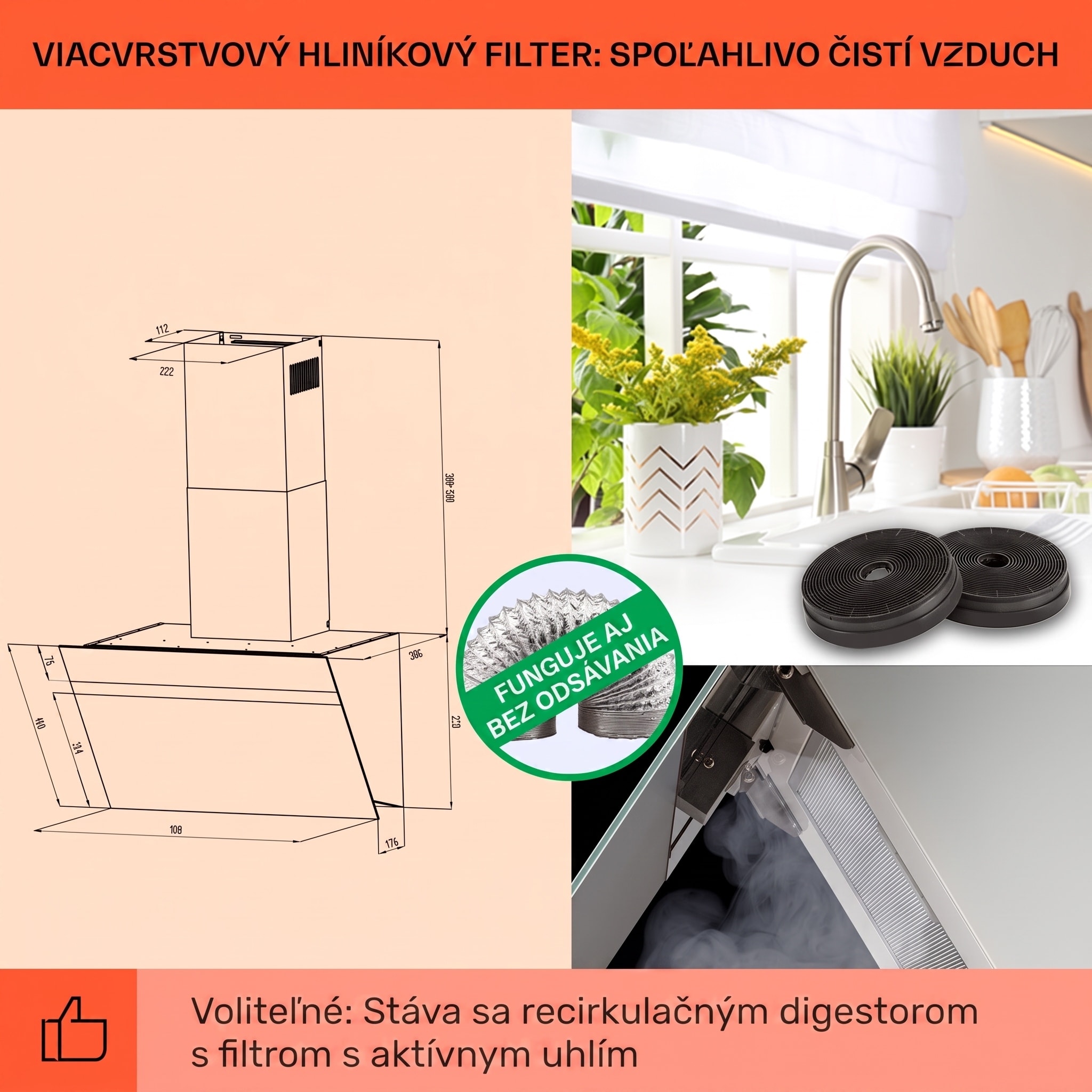 Klarstein Ava 90 Smart, digestor, 90 cm, nástenný, WiFi, A++, 585 m³/h, dotykový displej – Obrázok 5