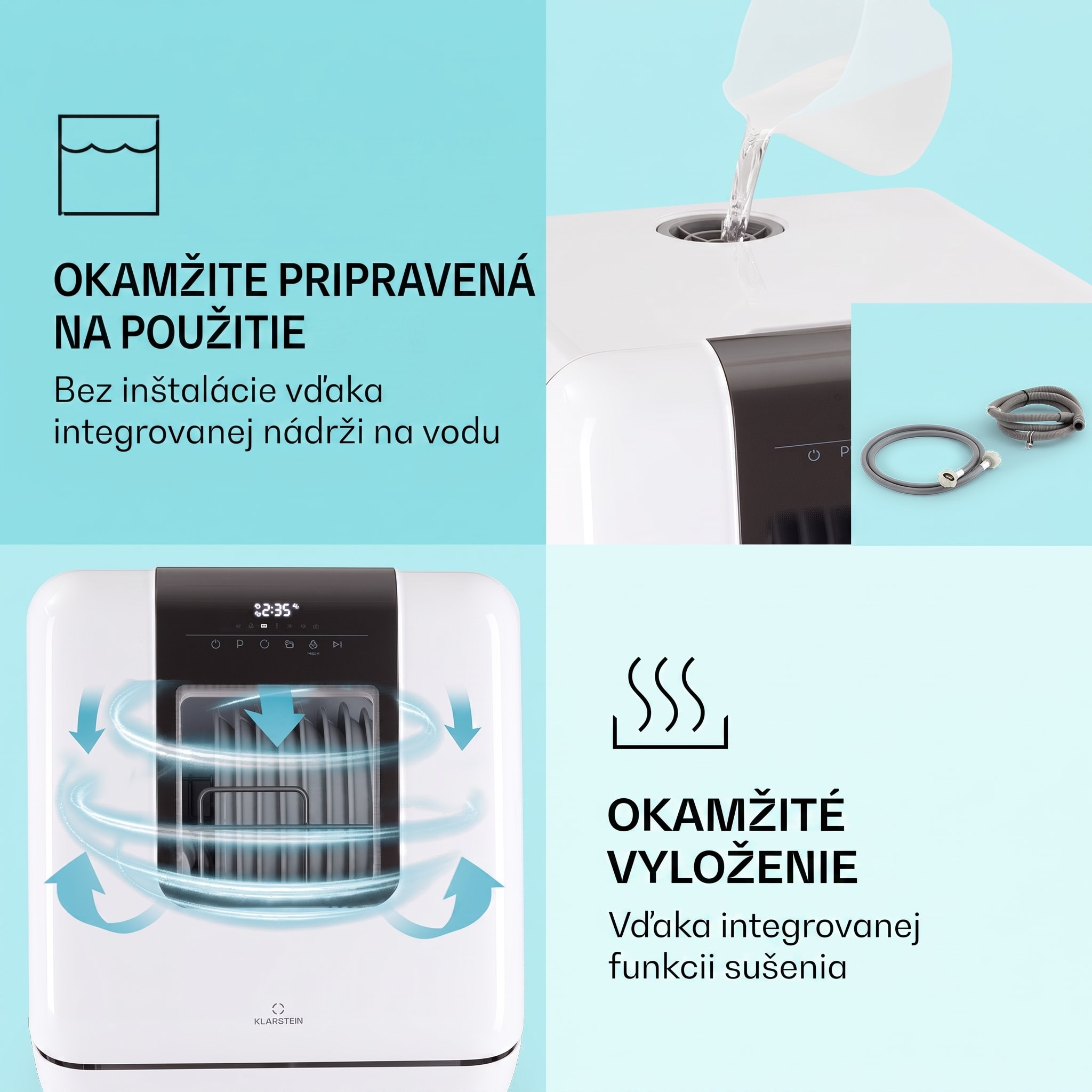 Klarstein Melville 3, umývačka riadu, na 3 súpravy riadu, energet. trieda F, voľne stojaca, bez inštalácie – Obrázok 3