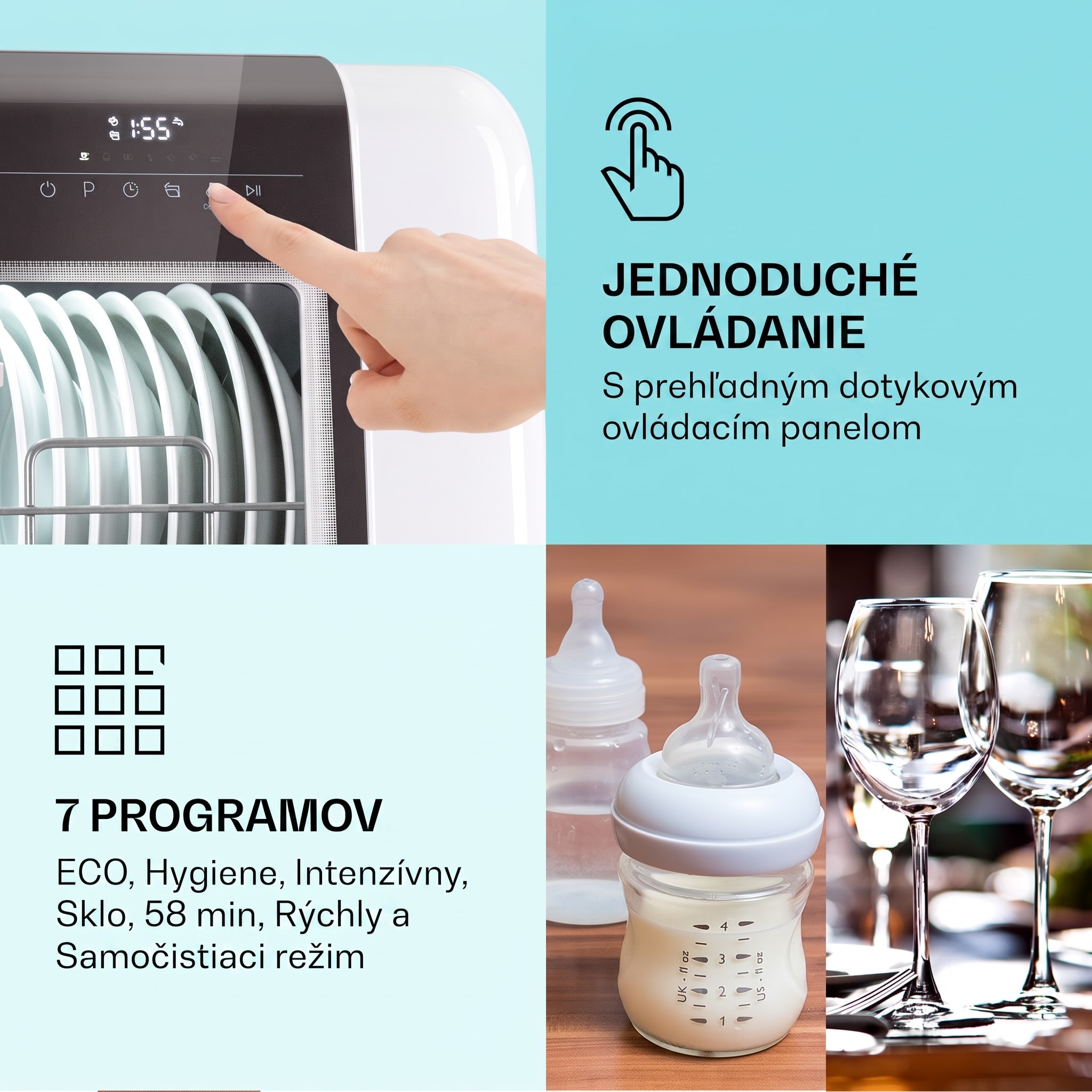 Klarstein Melville 3, umývačka riadu, na 3 súpravy riadu, energet. trieda F, voľne stojaca, bez inštalácie – Obrázok 4
