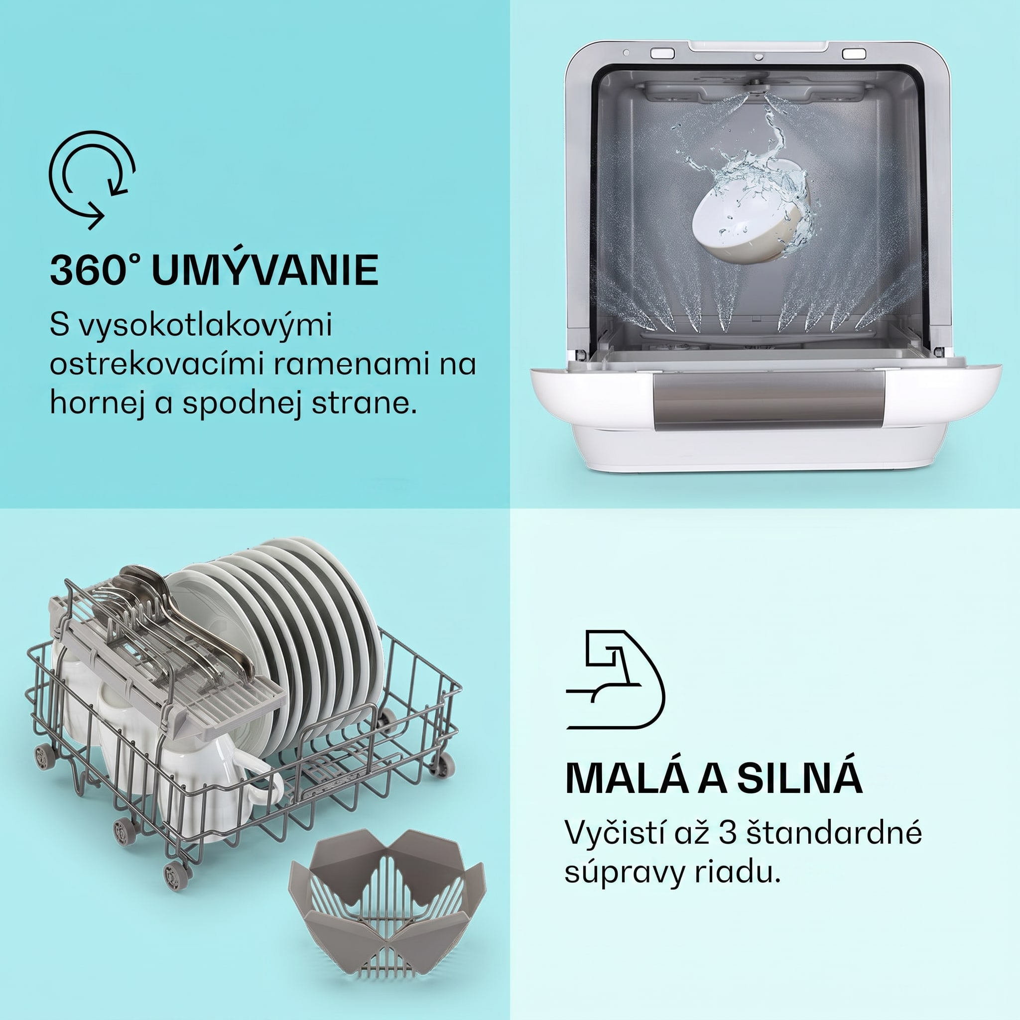 Klarstein Melville 3, umývačka riadu, na 3 súpravy riadu, energet. trieda F, voľne stojaca, bez inštalácie – Obrázok 5