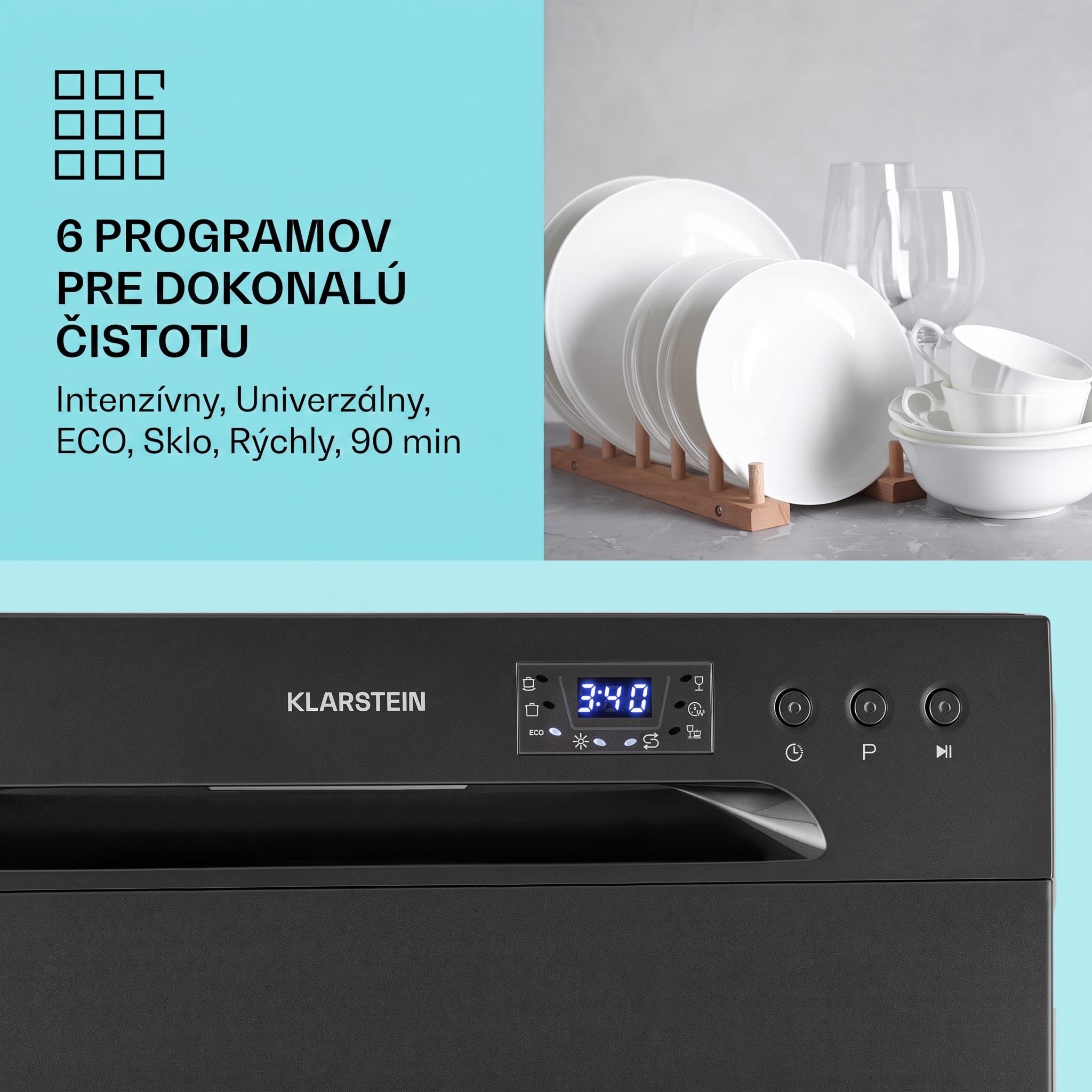 Klarstein Amazonia 8, umývačka riadu, 1620 W, na 8 súprav riadu, energet. trieda F, 49 dB – Obrázok 3