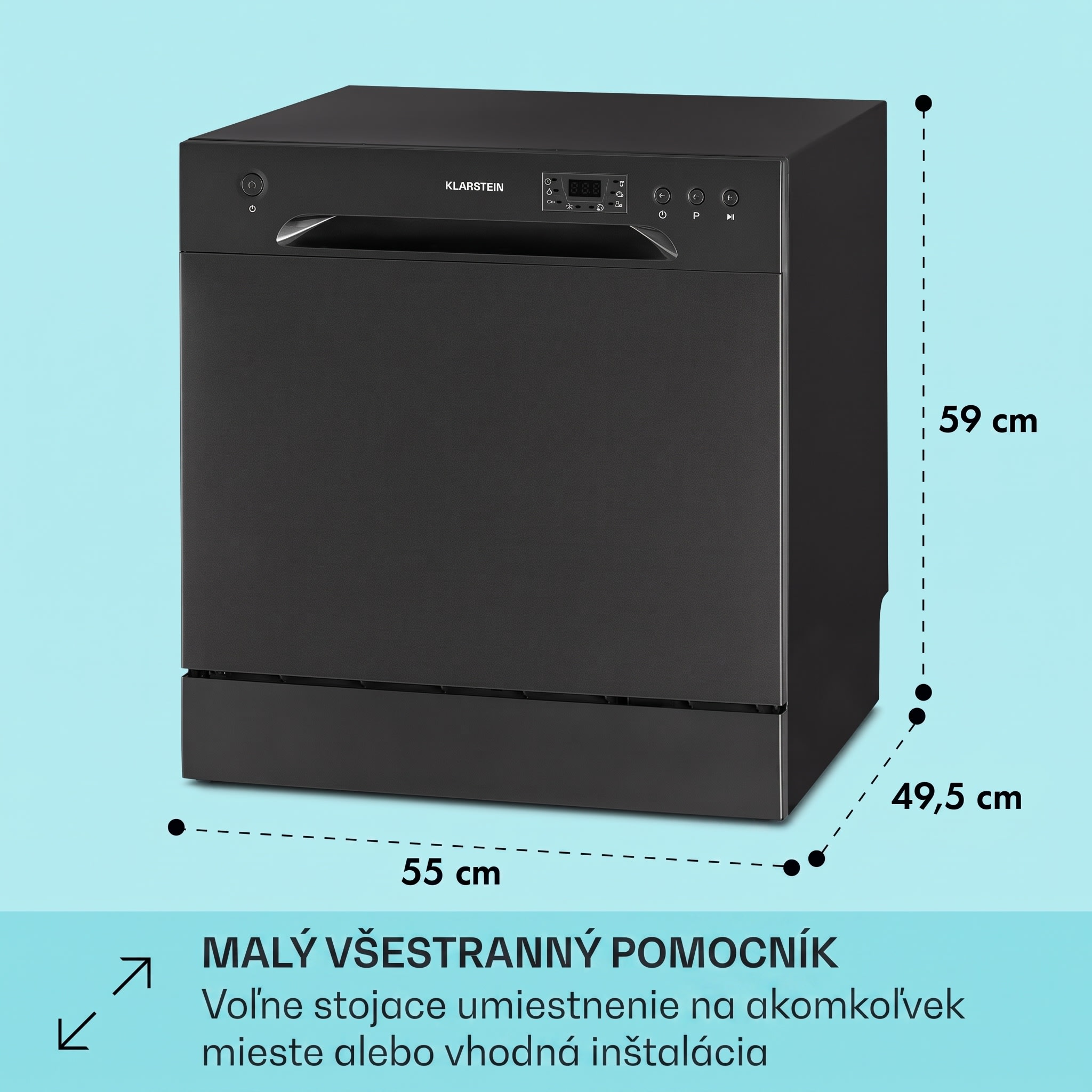 Klarstein Amazonia 8, umývačka riadu, 1620 W, na 8 súprav riadu, energet. trieda F, 49 dB – Obrázok 5