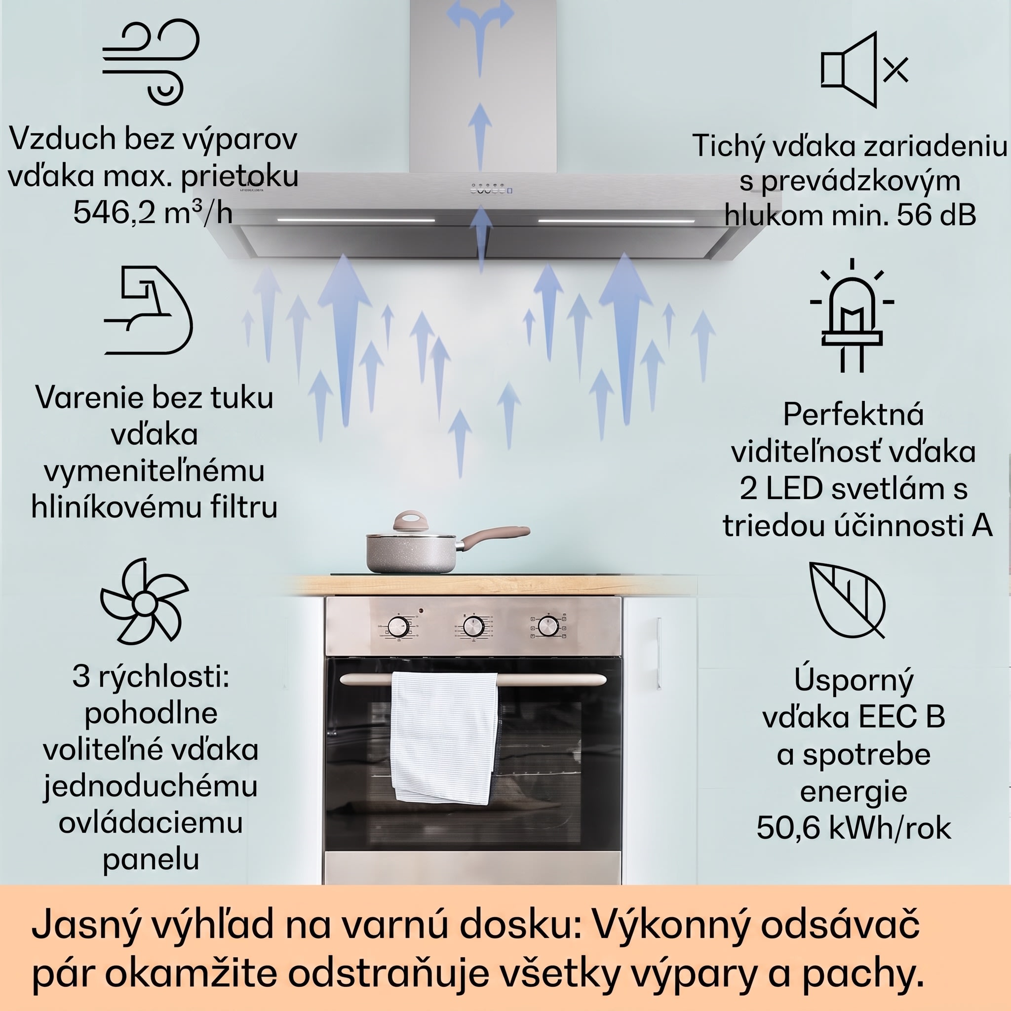 Klarstein Limelight, digestor, 120 cm, nástenný, 546,2 m³/h, nehrdzavejúca oceľ – Obrázok 2