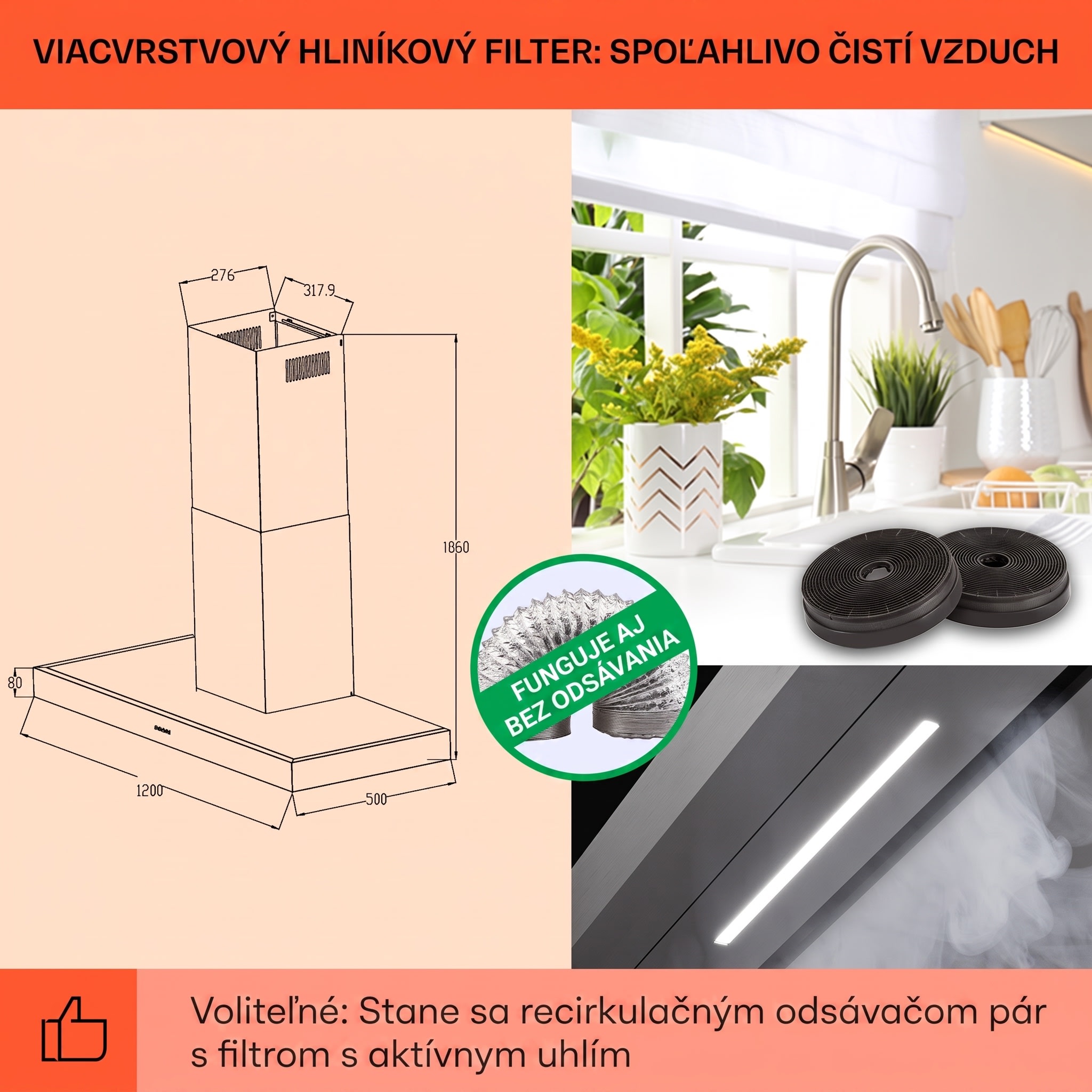 Klarstein Limelight, digestor, 120 cm, nástenný, 546,2 m³/h, nehrdzavejúca oceľ – Obrázok 5