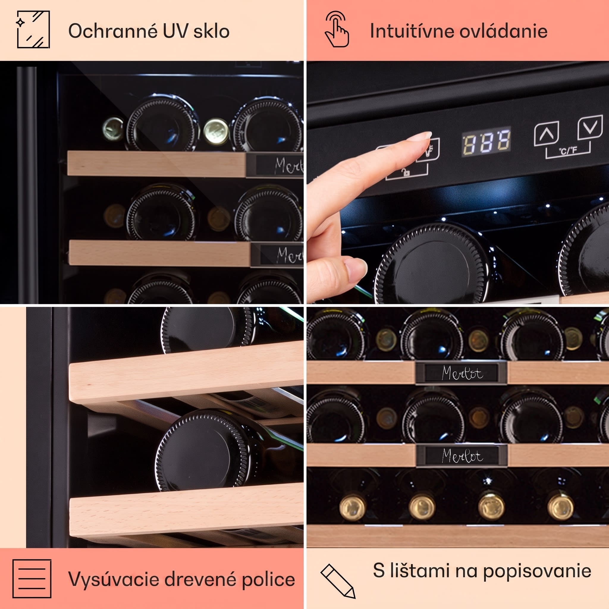 Klarstein Vinsider 36 Built-In Uno, vstavaná vinotéka,92 l, 36 fliaš, nehrdzavejúca oceľ – Obrázok 5