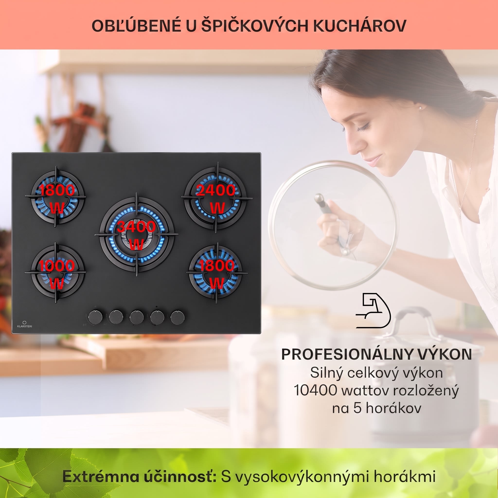 Klarstein Firetale, plynová varná doska, 5 hliníkových horákov, 70 cm, vrátane hadice a redukčného ventilu – Obrázok 3