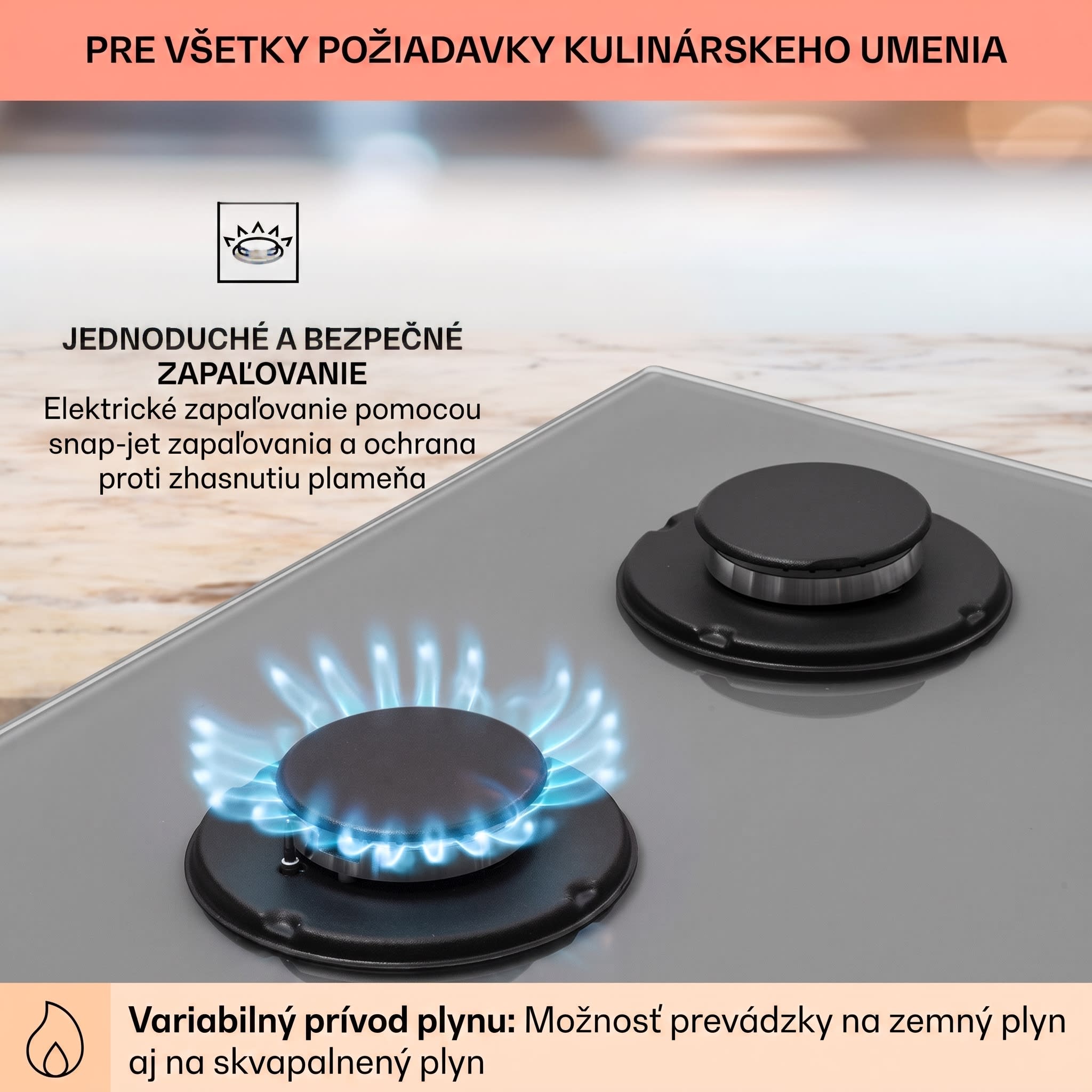 Klarstein Firetale, plynová varná doska, 4 hliníkové horáky, vrátane hadice a redukčného ventilu – Obrázok 5