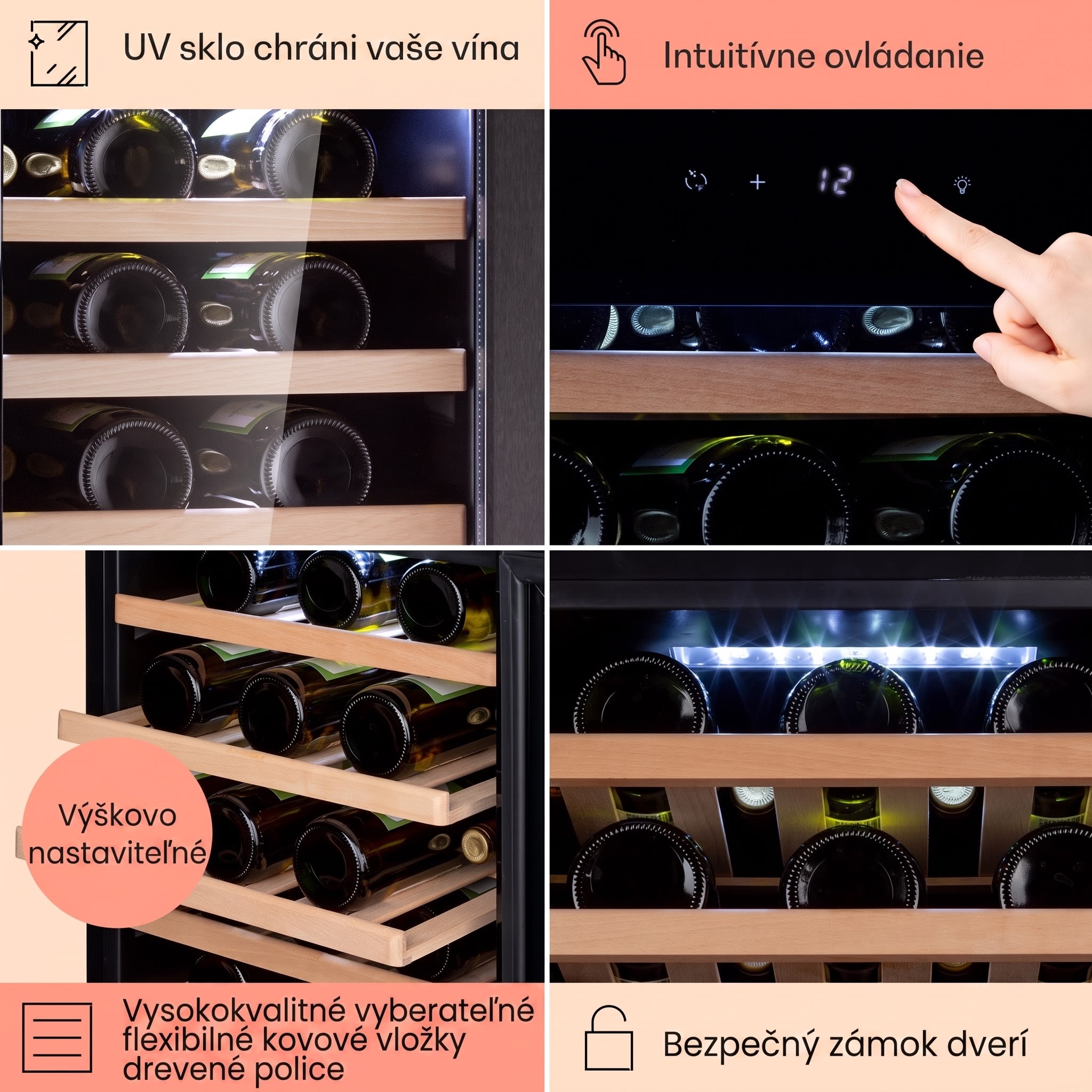 Klarstein Barossa 50 Uno, vinotéka, 120 l, 52 fliaš, 1 zóna, dotykový displej – Obrázok 5