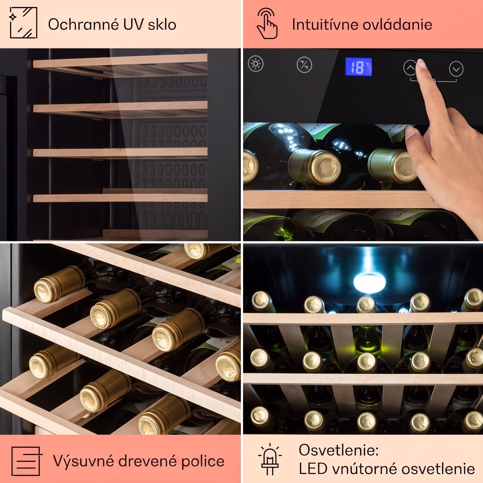 Klarstein Barossa 32 Uno, vinotéka, 95 l, 36 fliaš, 1 zóna, dotykový displej – Obrázok 5