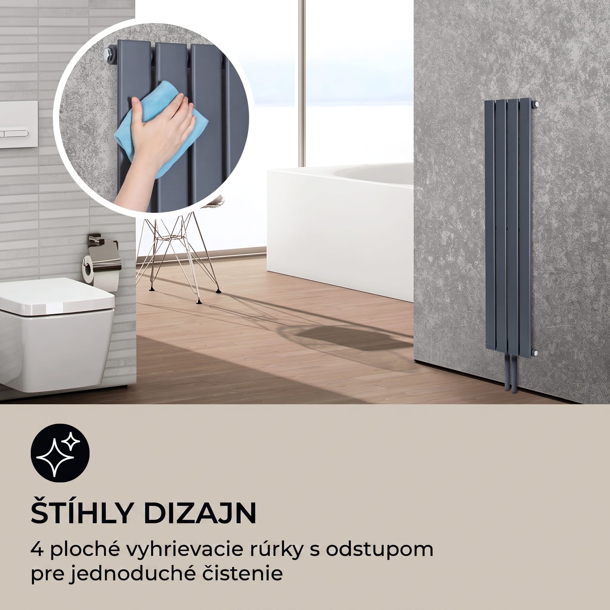 Blumfeldt Ontario 120 x 30 radiátor 1/2" bočné pripojenie, nástenná inštalácia, 380 watt – Obrázok 4