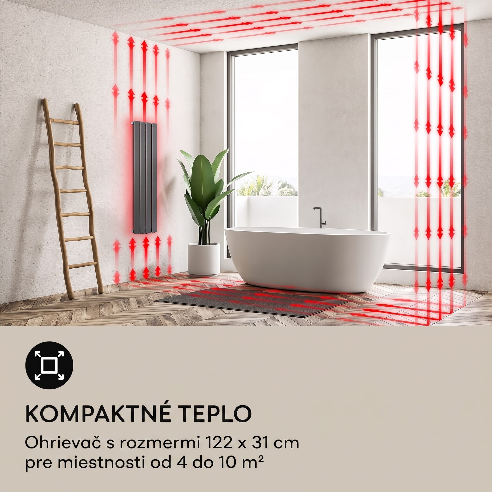 Blumfeldt Ontario 120 x 30 radiátor 1/2" bočné pripojenie, nástenná inštalácia, 380 watt – Obrázok 5