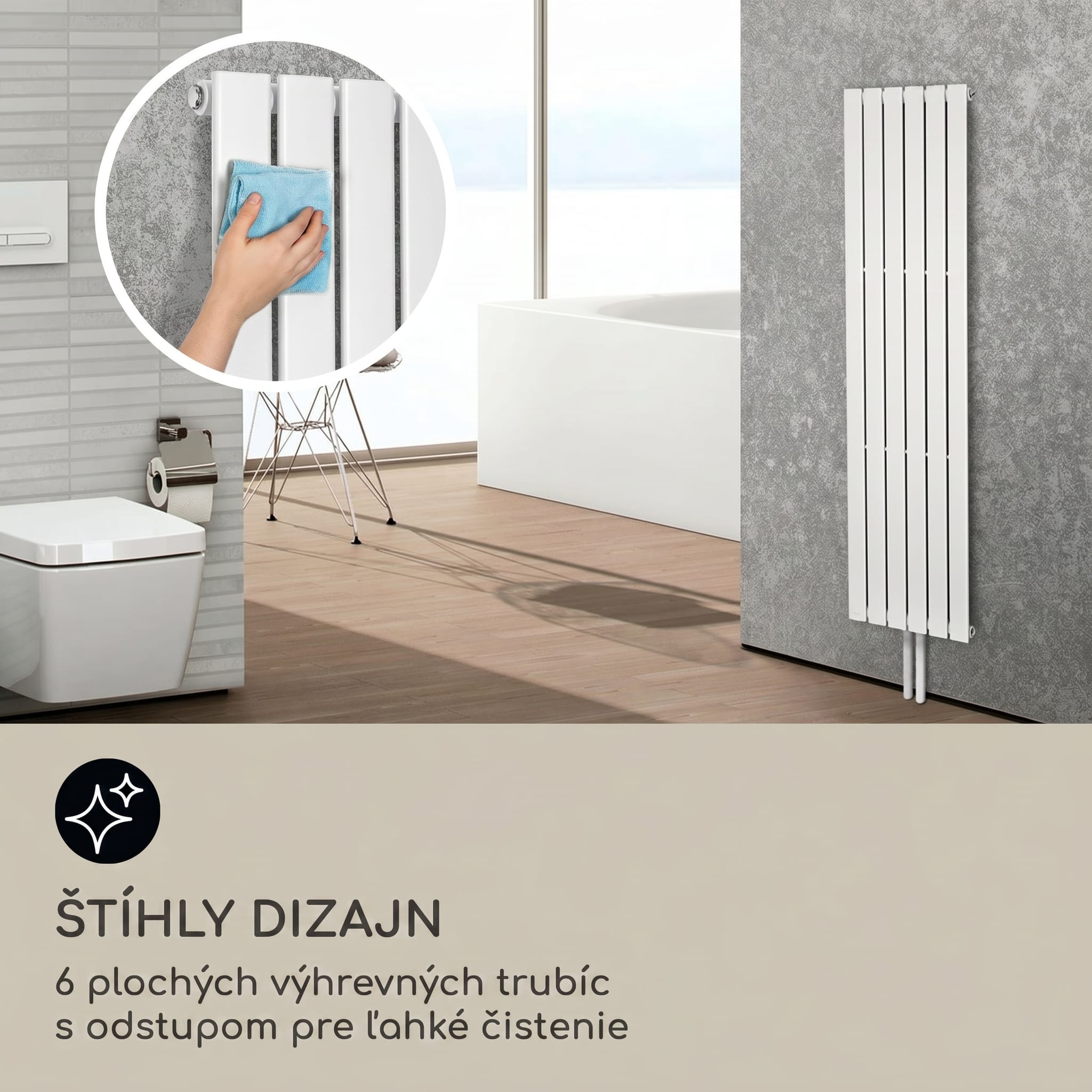 Blumfeldt Ontario 180 x 45 radiátor 1/2" bočné pripojenie, nástenná inštalácia, Slim, 485 watt – Obrázok 4