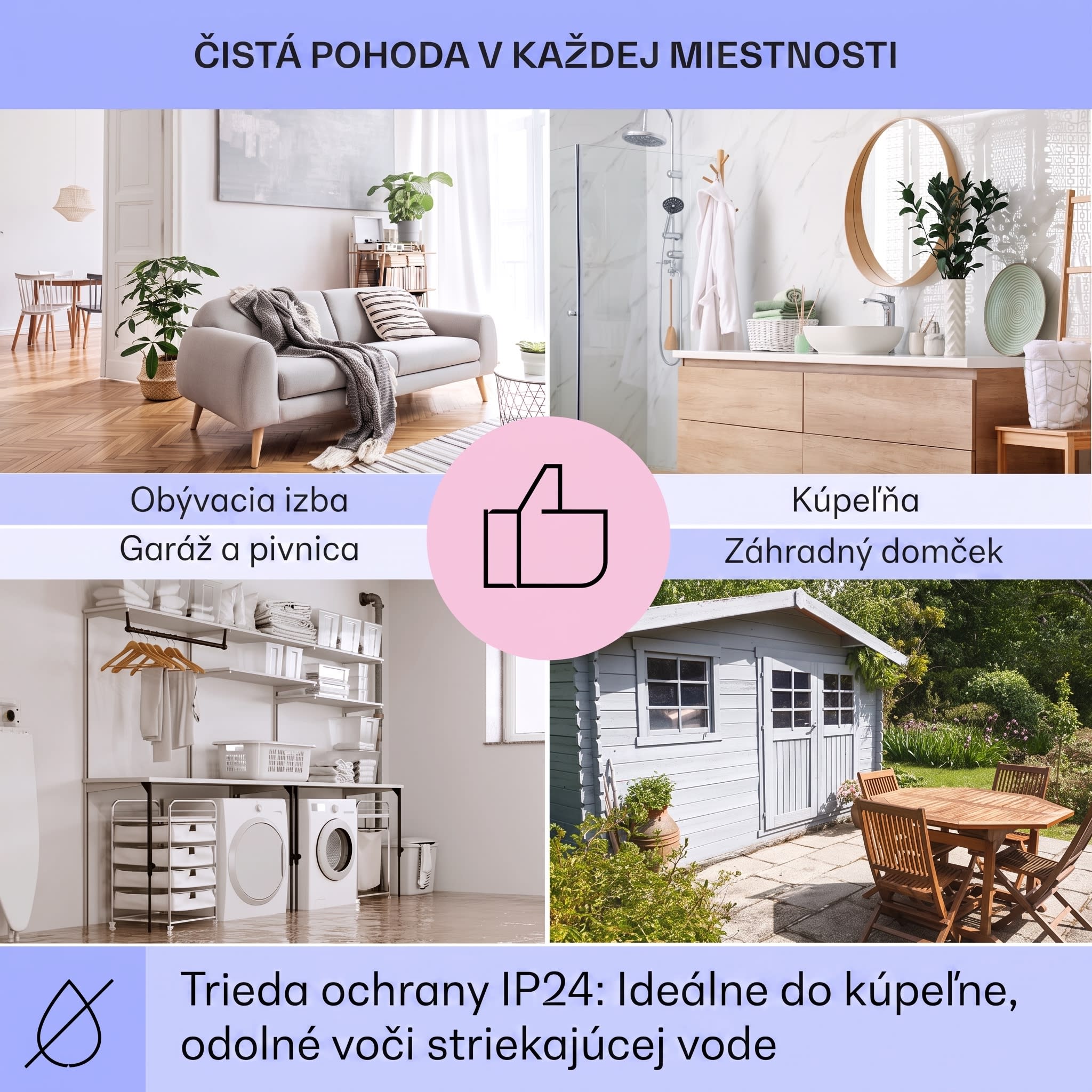 Klarstein Taal Smart, hybridný infračervený ohrievač, 105 x 56 cm, 750 W, týždenný časovač, IP24 – Obrázok 5