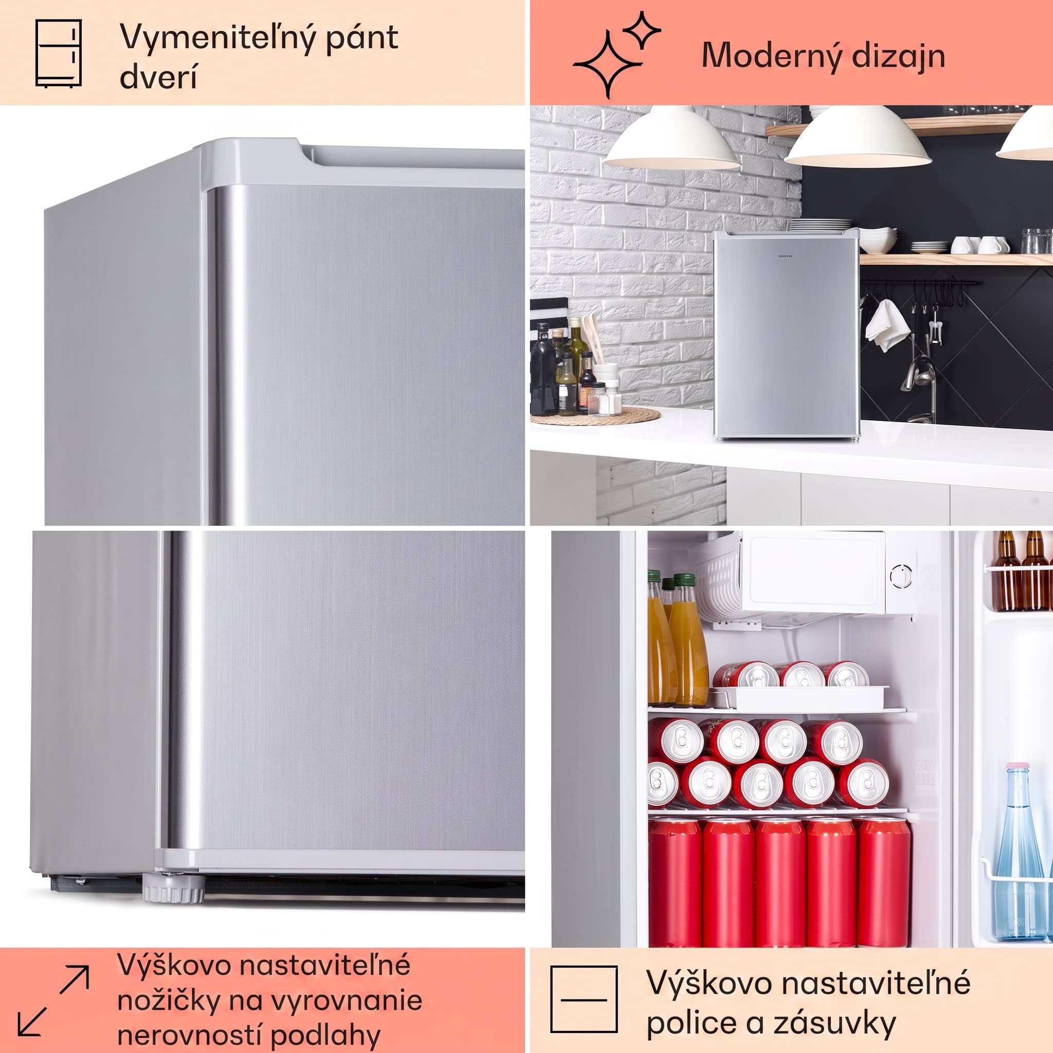 Klarstein Fargo 67 chladnička minibar 67 litrov / 4 litre mraznička kompaktná – Obrázok 5